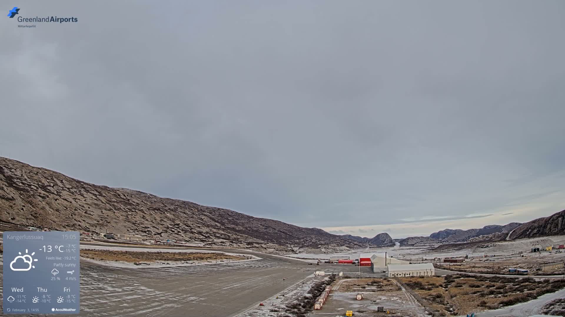 Kangerlussuaq Village & Kangerlussuaq Sondre Stromfjord Airport East Towards View Live Cam SFJ/BGSF - Kangerlussuaq, Qeqqata, Greenland, Denmark