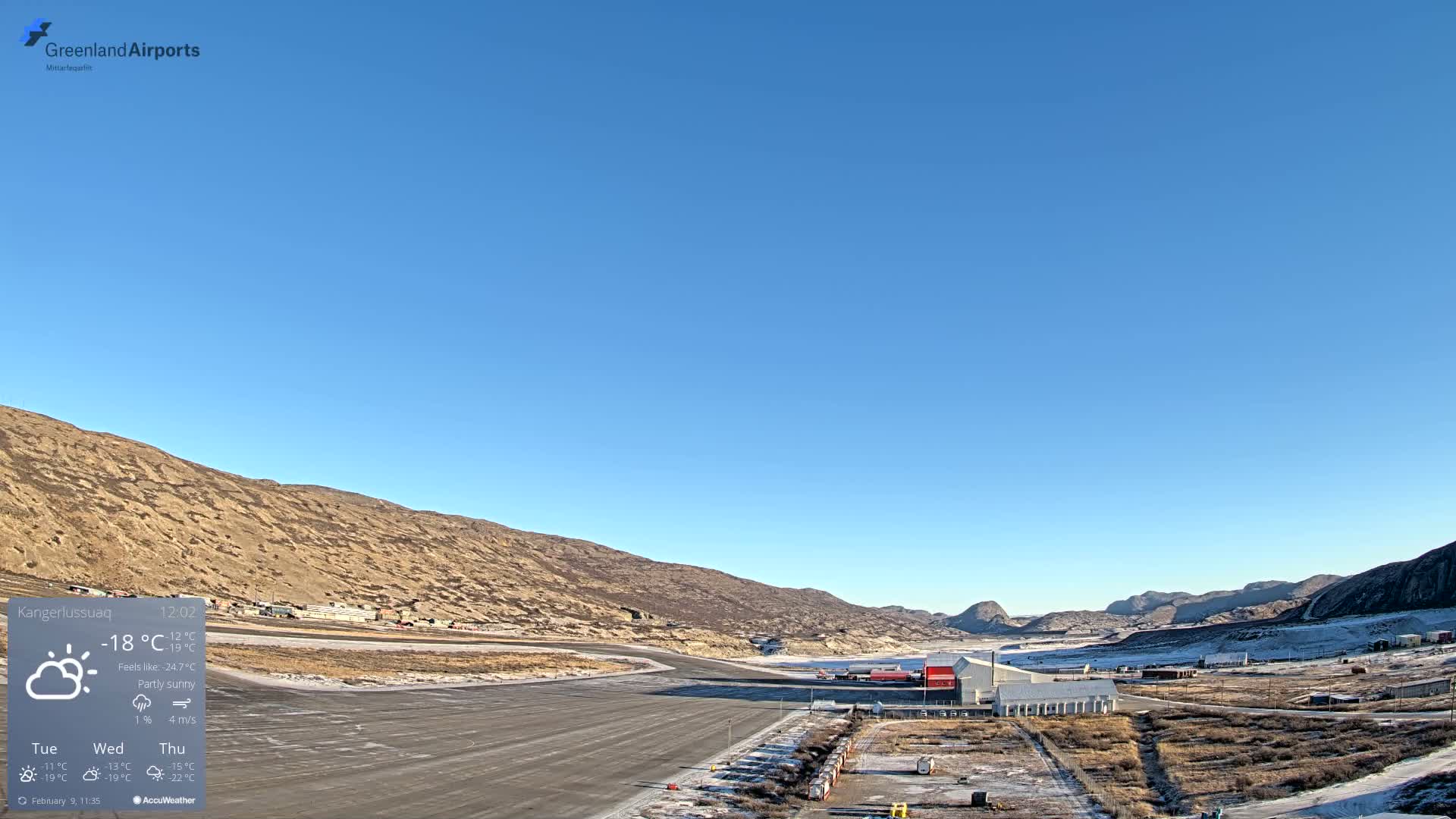 Kangerlussuaq Village & Kangerlussuaq Sondre Stromfjord Airport East Towards View Live Cam SFJ/BGSF - Kangerlussuaq, Qeqqata, Greenland, Denmark
