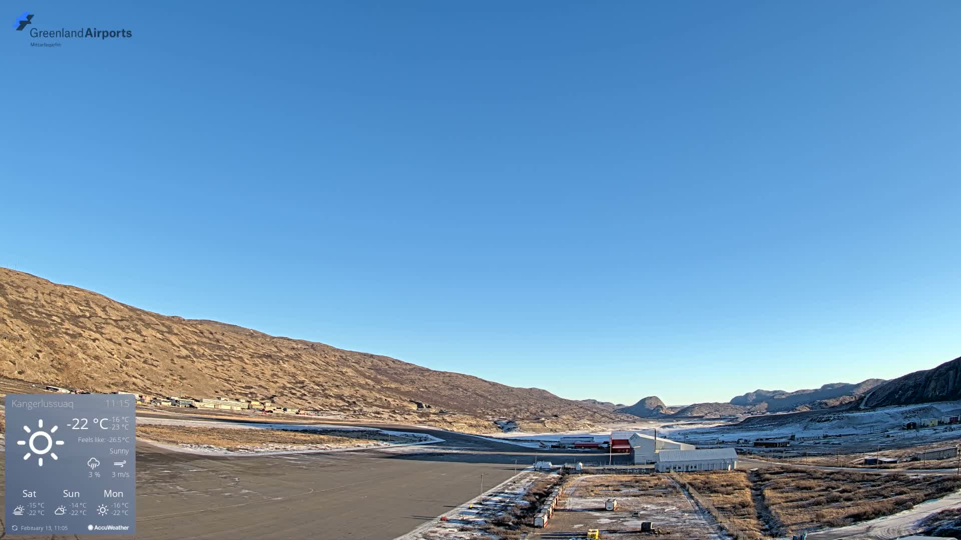 Kangerlussuaq Village & Kangerlussuaq Sondre Stromfjord Airport East Towards View Live Cam SFJ/BGSF - Kangerlussuaq, Qeqqata, Greenland, Denmark
