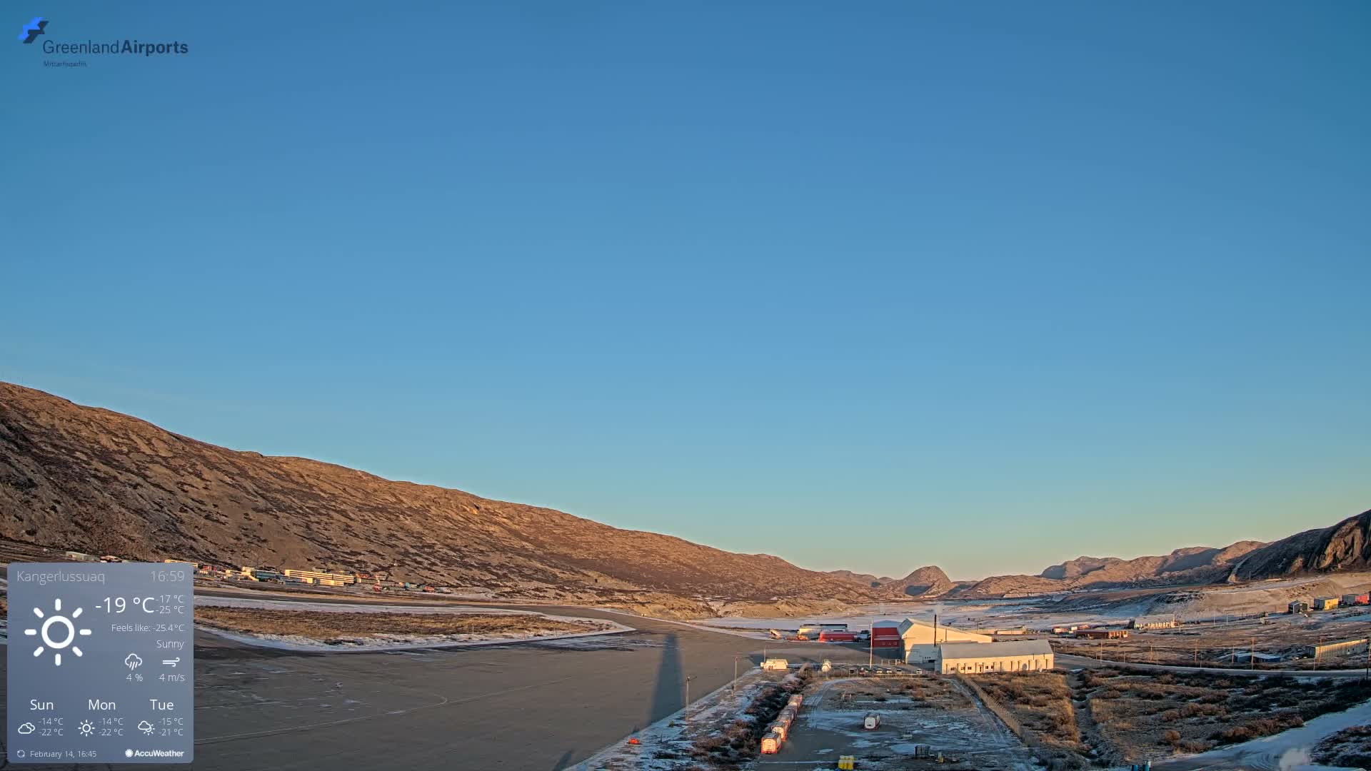 Kangerlussuaq Village & Kangerlussuaq Sondre Stromfjord Airport East Towards View Live Cam SFJ/BGSF - Kangerlussuaq, Qeqqata, Greenland, Denmark
