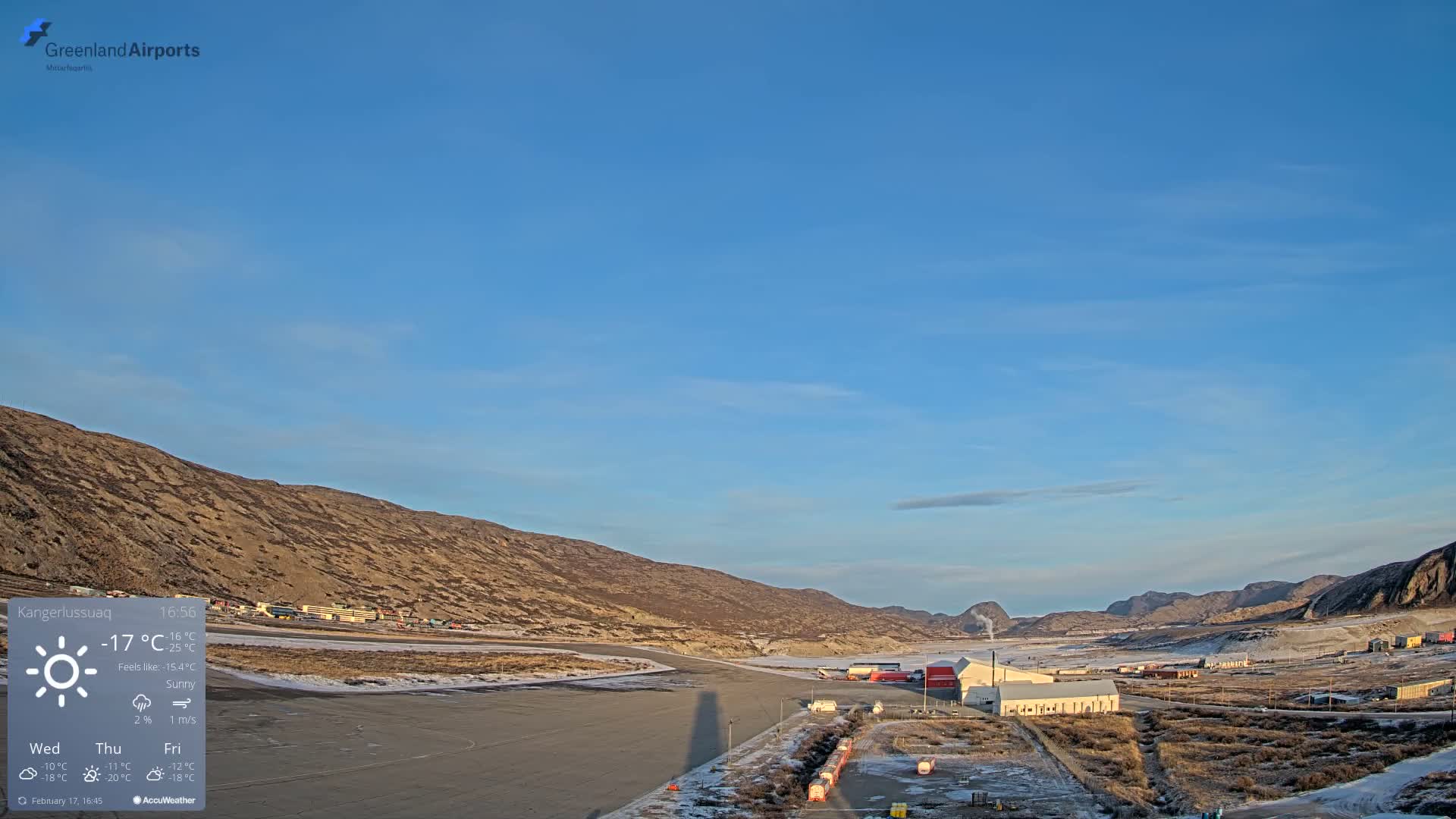 Kangerlussuaq Village & Kangerlussuaq Sondre Stromfjord Airport East Towards View Live Cam SFJ/BGSF - Kangerlussuaq, Qeqqata, Greenland, Denmark