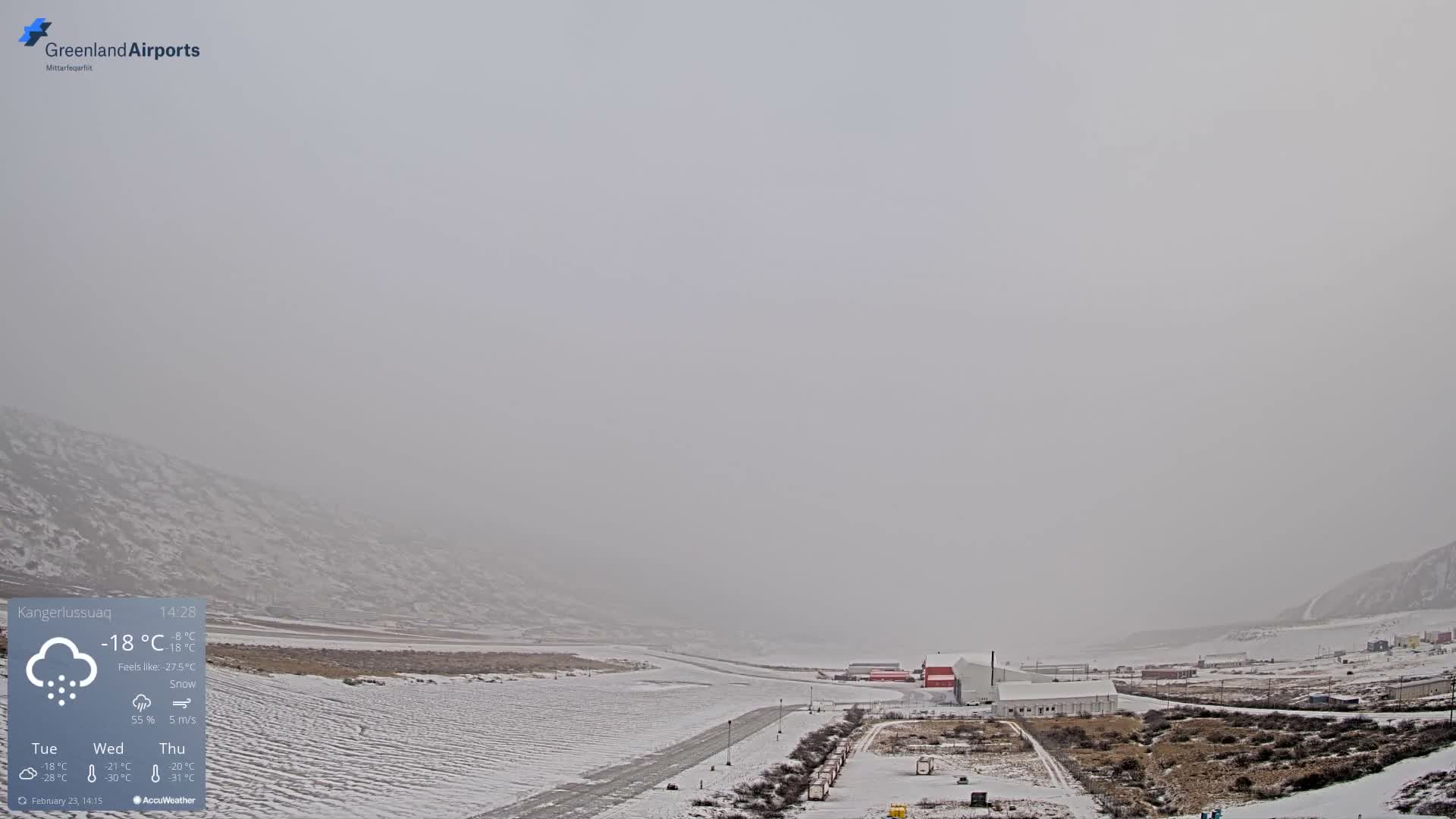 Kangerlussuaq Village & Kangerlussuaq Sondre Stromfjord Airport East Towards View Live Cam SFJ/BGSF - Kangerlussuaq, Qeqqata, Greenland, Denmark