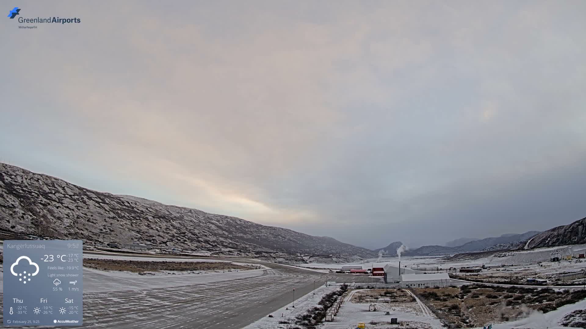 Kangerlussuaq Village & Kangerlussuaq Sondre Stromfjord Airport East Towards View Live Cam SFJ/BGSF - Kangerlussuaq, Qeqqata, Greenland, Denmark