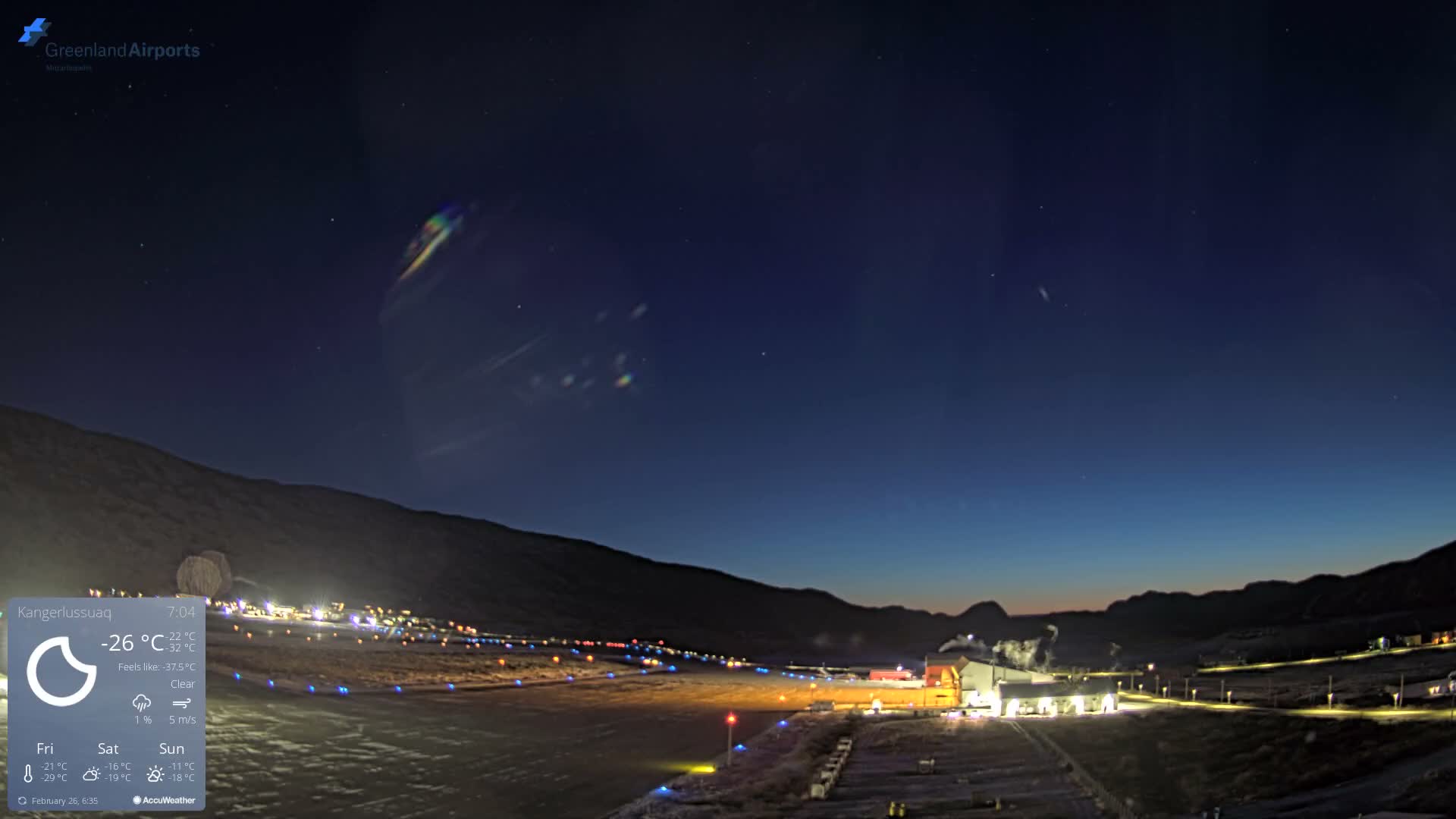 Kangerlussuaq Village & Kangerlussuaq Sondre Stromfjord Airport East Towards View Live Cam SFJ/BGSF - Kangerlussuaq, Qeqqata, Greenland, Denmark