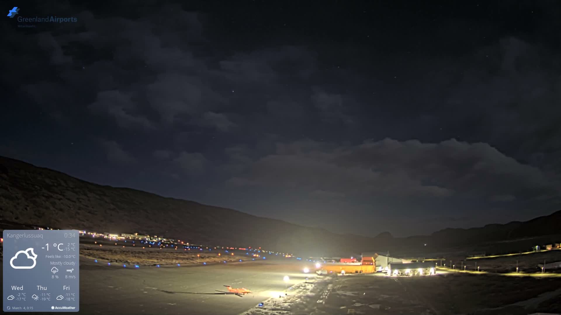 Kangerlussuaq Village & Kangerlussuaq Sondre Stromfjord Airport East Towards View Live Cam SFJ/BGSF - Kangerlussuaq, Qeqqata, Greenland, Denmark