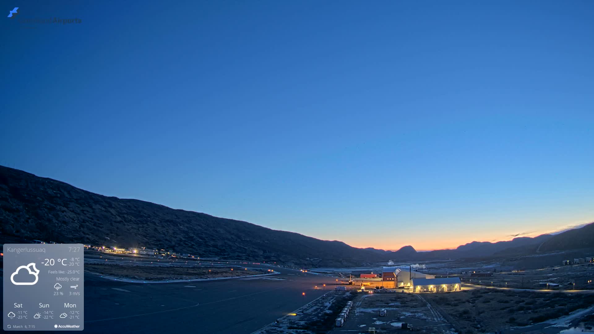 Kangerlussuaq Village & Kangerlussuaq Sondre Stromfjord Airport East Towards View Live Cam SFJ/BGSF - Kangerlussuaq, Qeqqata, Greenland, Denmark