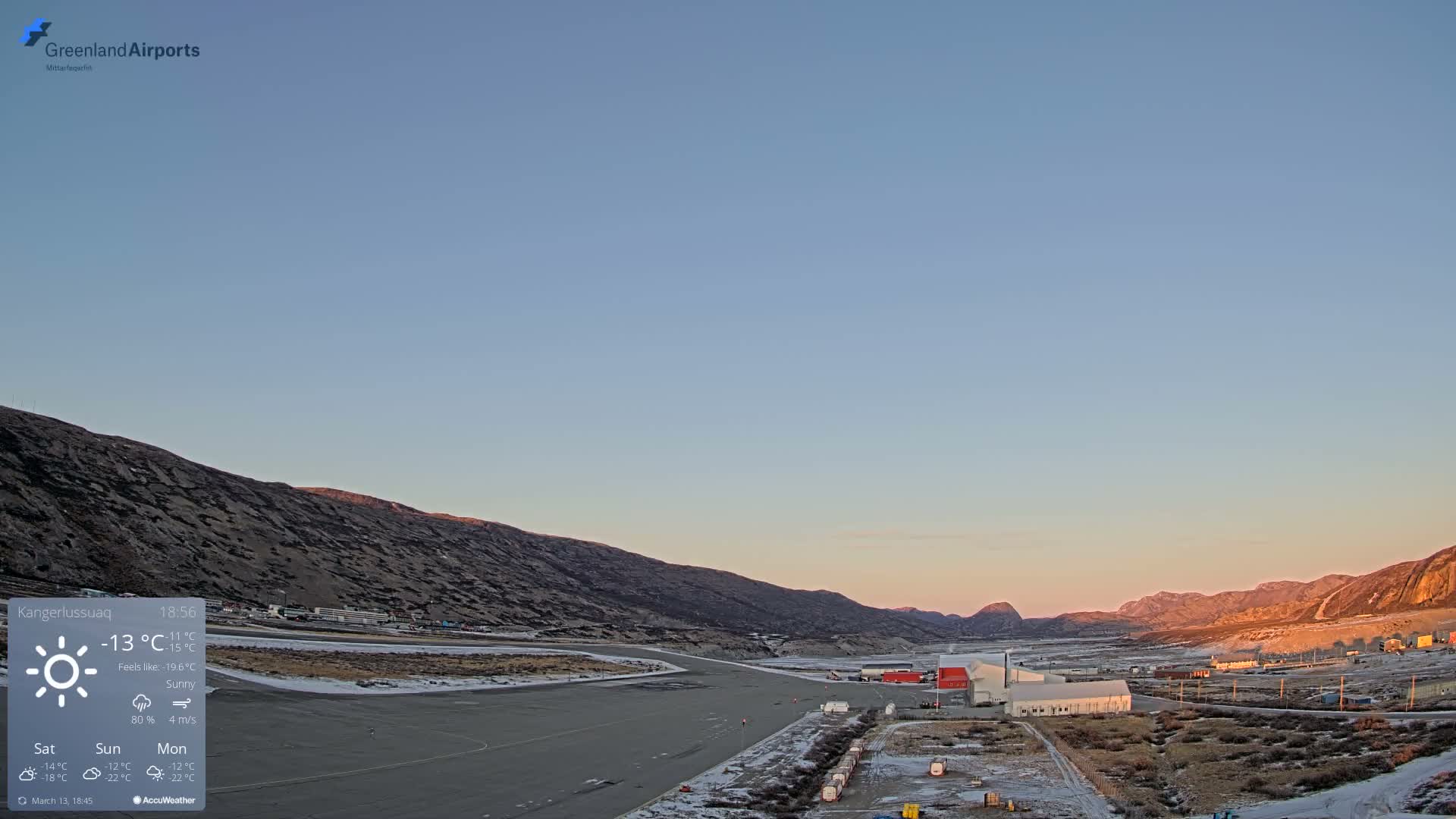 Kangerlussuaq Village & Kangerlussuaq Sondre Stromfjord Airport East Towards View Live Cam SFJ/BGSF - Kangerlussuaq, Qeqqata, Greenland, Denmark