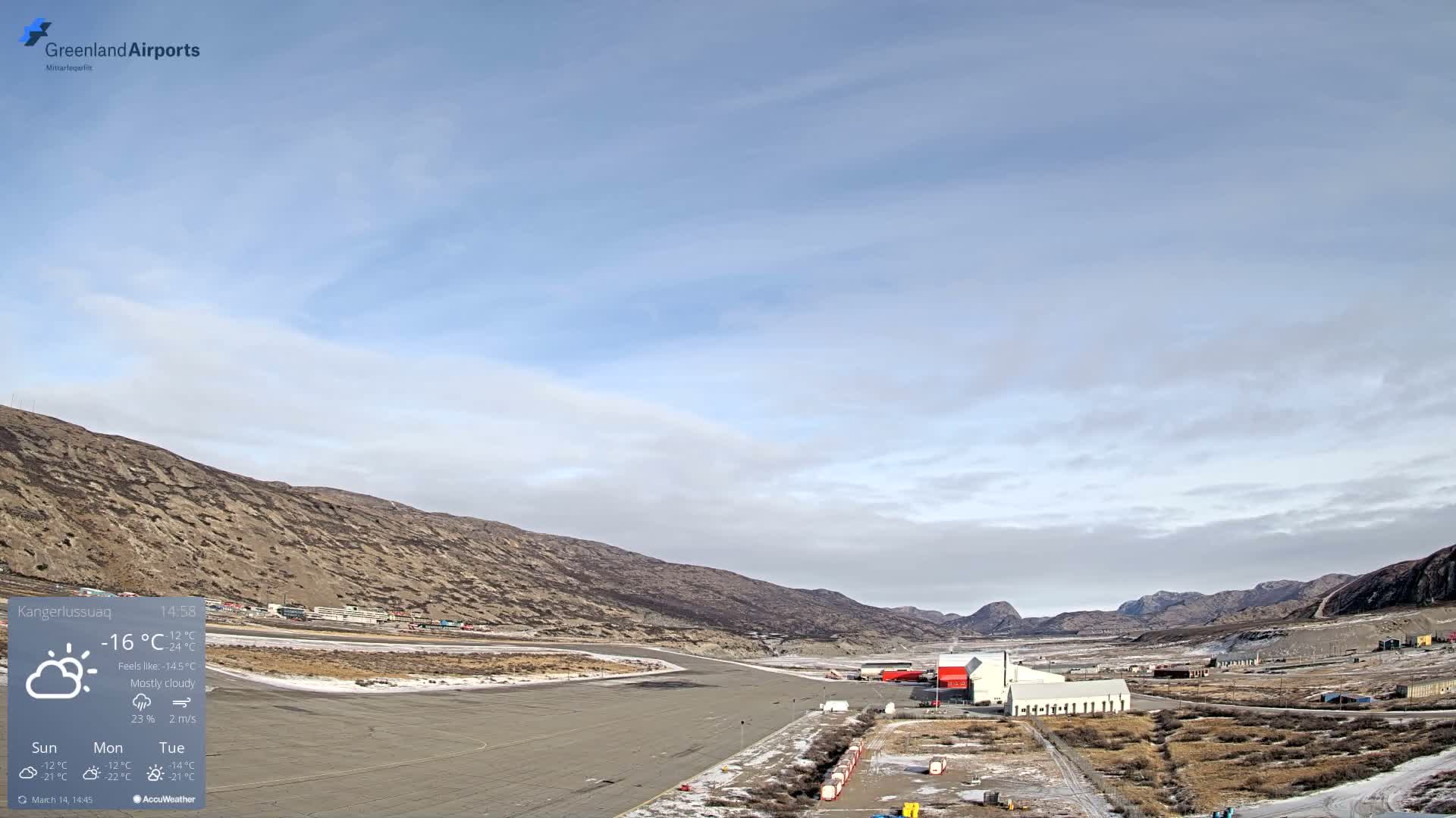 Kangerlussuaq Village & Kangerlussuaq Sondre Stromfjord Airport East Towards View Live Cam SFJ/BGSF - Kangerlussuaq, Qeqqata, Greenland, Denmark