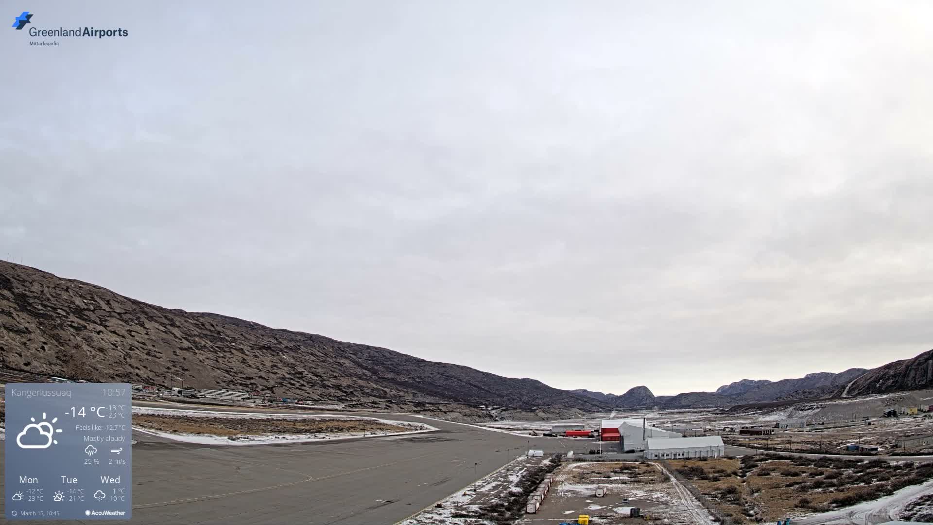 Kangerlussuaq Village & Kangerlussuaq Sondre Stromfjord Airport East Towards View Live Cam SFJ/BGSF - Kangerlussuaq, Qeqqata, Greenland, Denmark
