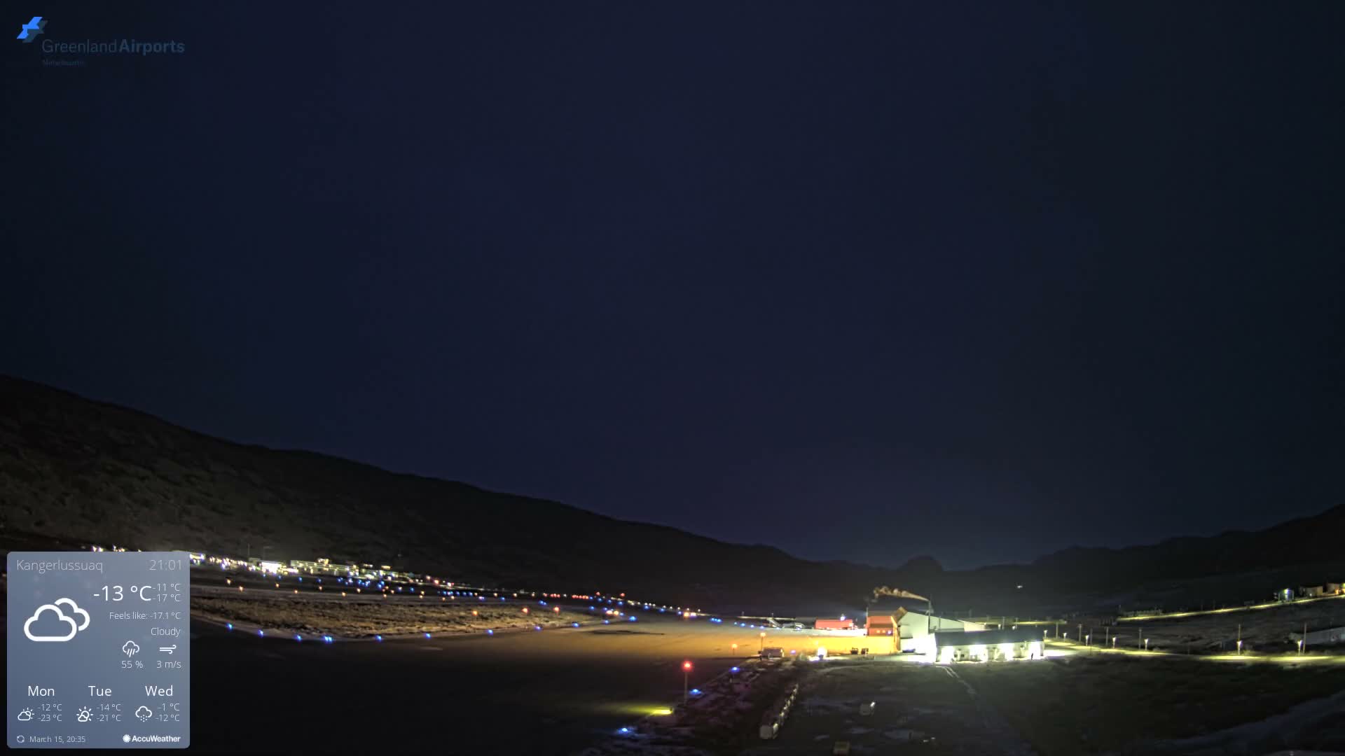 Kangerlussuaq Village & Kangerlussuaq Sondre Stromfjord Airport East Towards View Live Cam SFJ/BGSF - Kangerlussuaq, Qeqqata, Greenland, Denmark