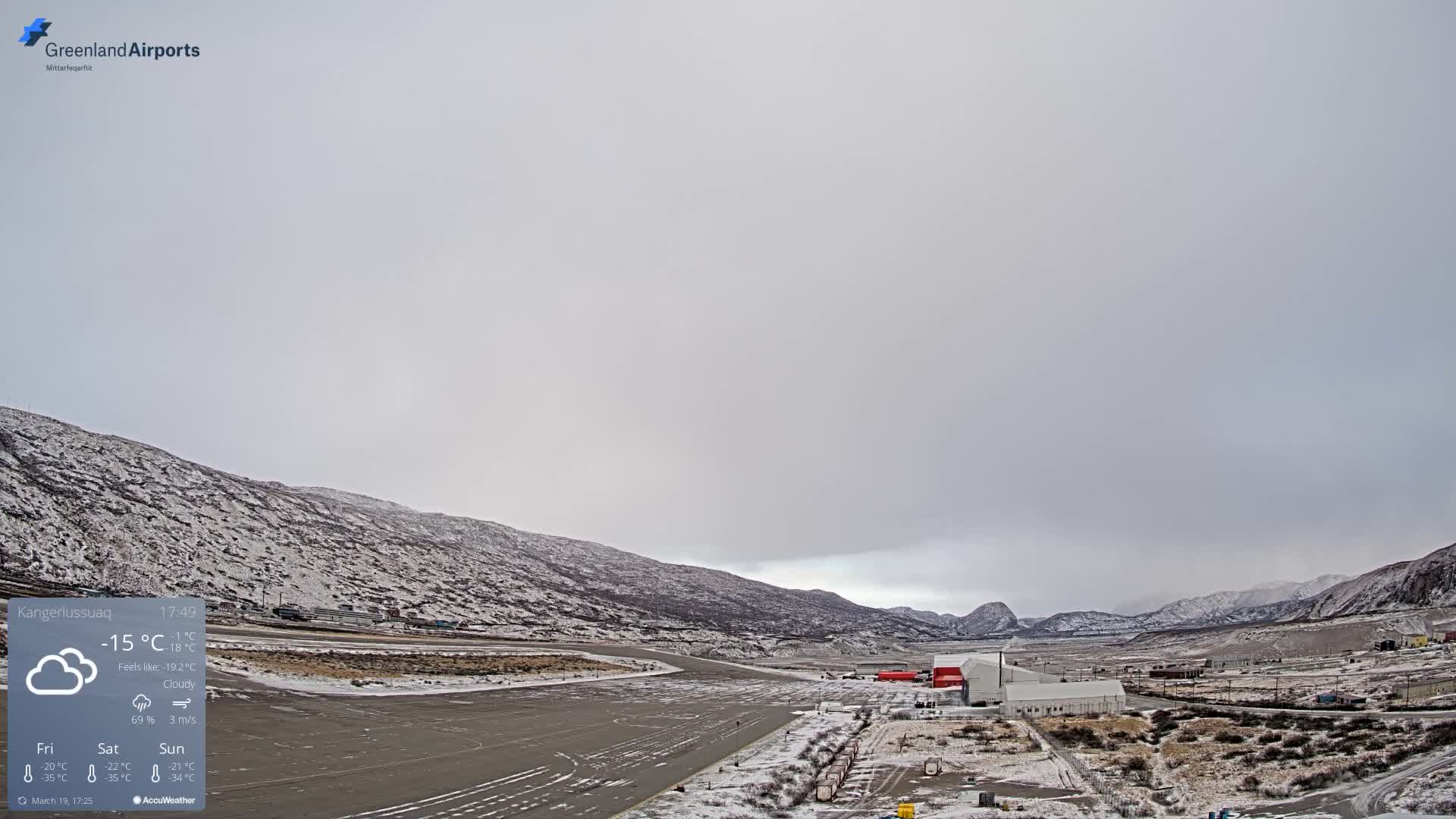 Kangerlussuaq Village & Kangerlussuaq Sondre Stromfjord Airport East Towards View Live Cam SFJ/BGSF - Kangerlussuaq, Qeqqata, Greenland, Denmark