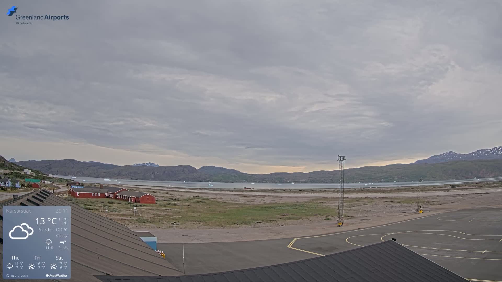 Narsarsuaq Village & Narsarsuaq International Airport West Towards Live Cam UAK / BGBW - Narsarsuaq, Kujalleq, Greenland, Denmark