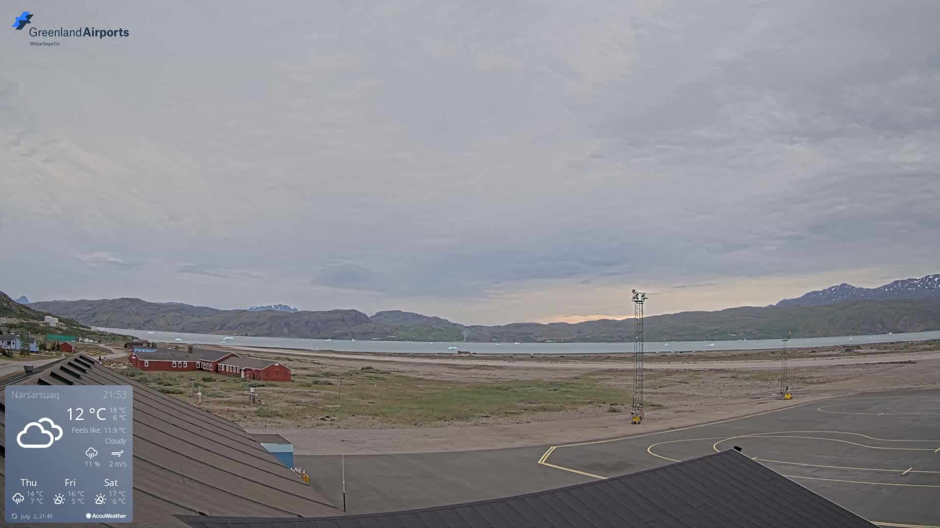 Narsarsuaq Village & Narsarsuaq International Airport West Towards Live Cam UAK / BGBW - Narsarsuaq, Kujalleq, Greenland, Denmark