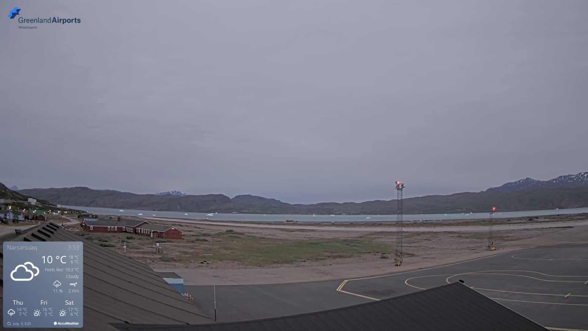 Narsarsuaq Village & Narsarsuaq International Airport West Towards Live Cam UAK / BGBW - Narsarsuaq, Kujalleq, Greenland, Denmark