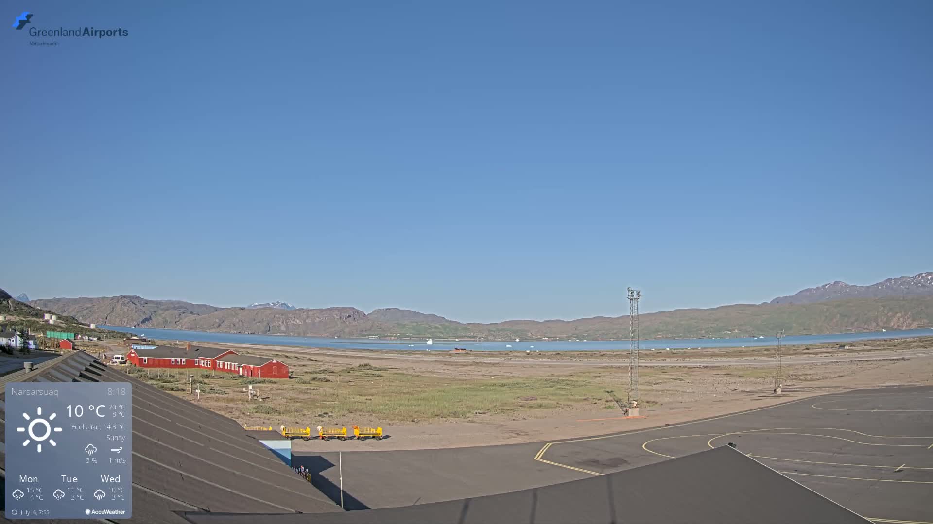 Narsarsuaq Village & Narsarsuaq International Airport West Towards Live Cam UAK / BGBW - Narsarsuaq, Kujalleq, Greenland, Denmark