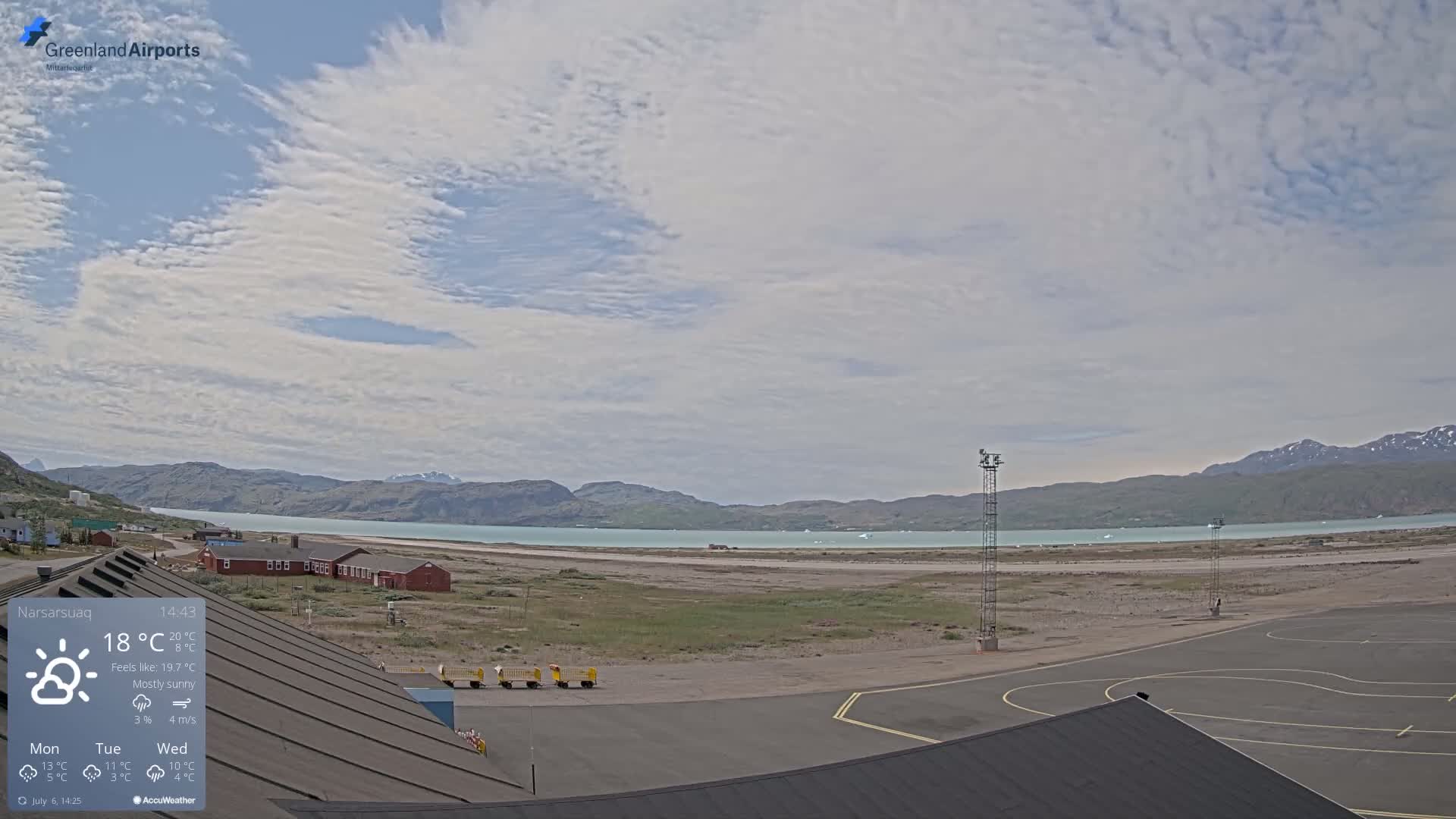 Narsarsuaq Village & Narsarsuaq International Airport West Towards Live Cam UAK / BGBW - Narsarsuaq, Kujalleq, Greenland, Denmark