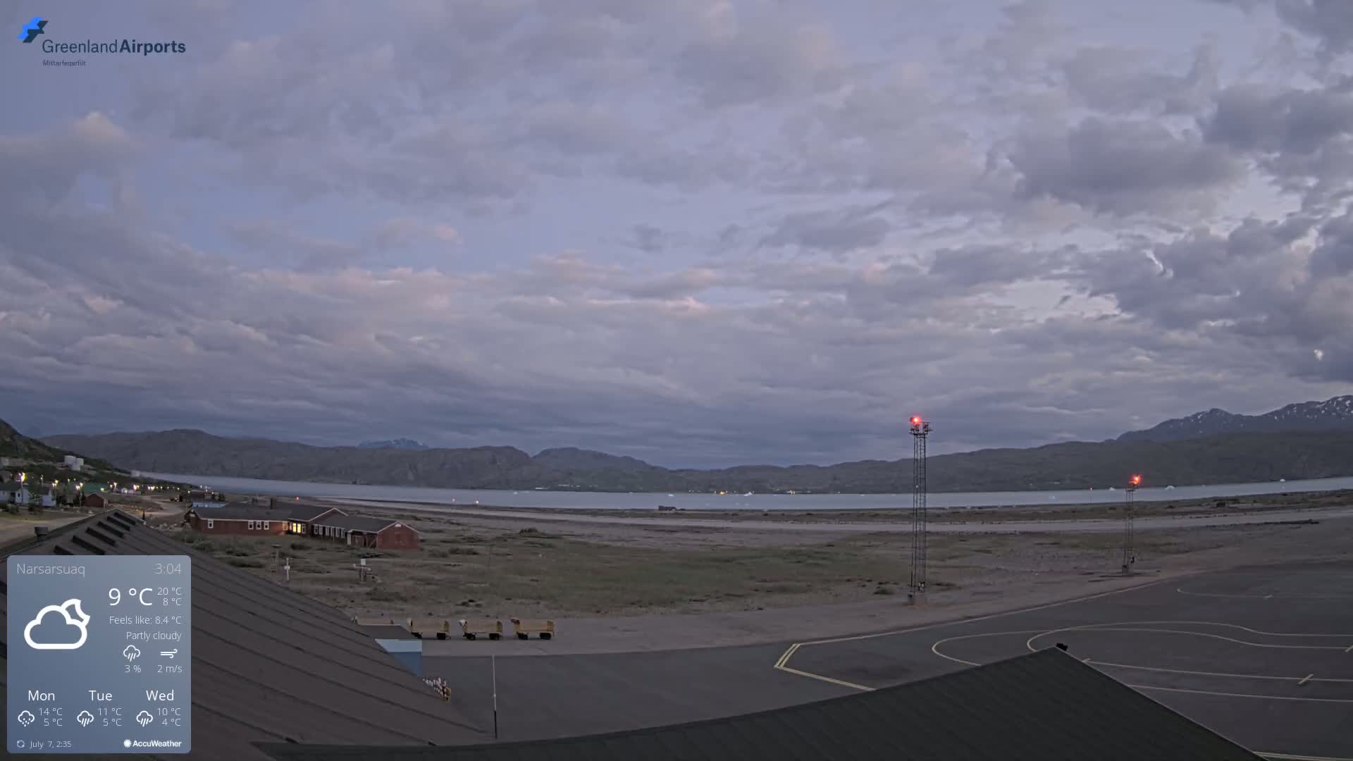 Narsarsuaq Village & Narsarsuaq International Airport West Towards Live Cam UAK / BGBW - Narsarsuaq, Kujalleq, Greenland, Denmark