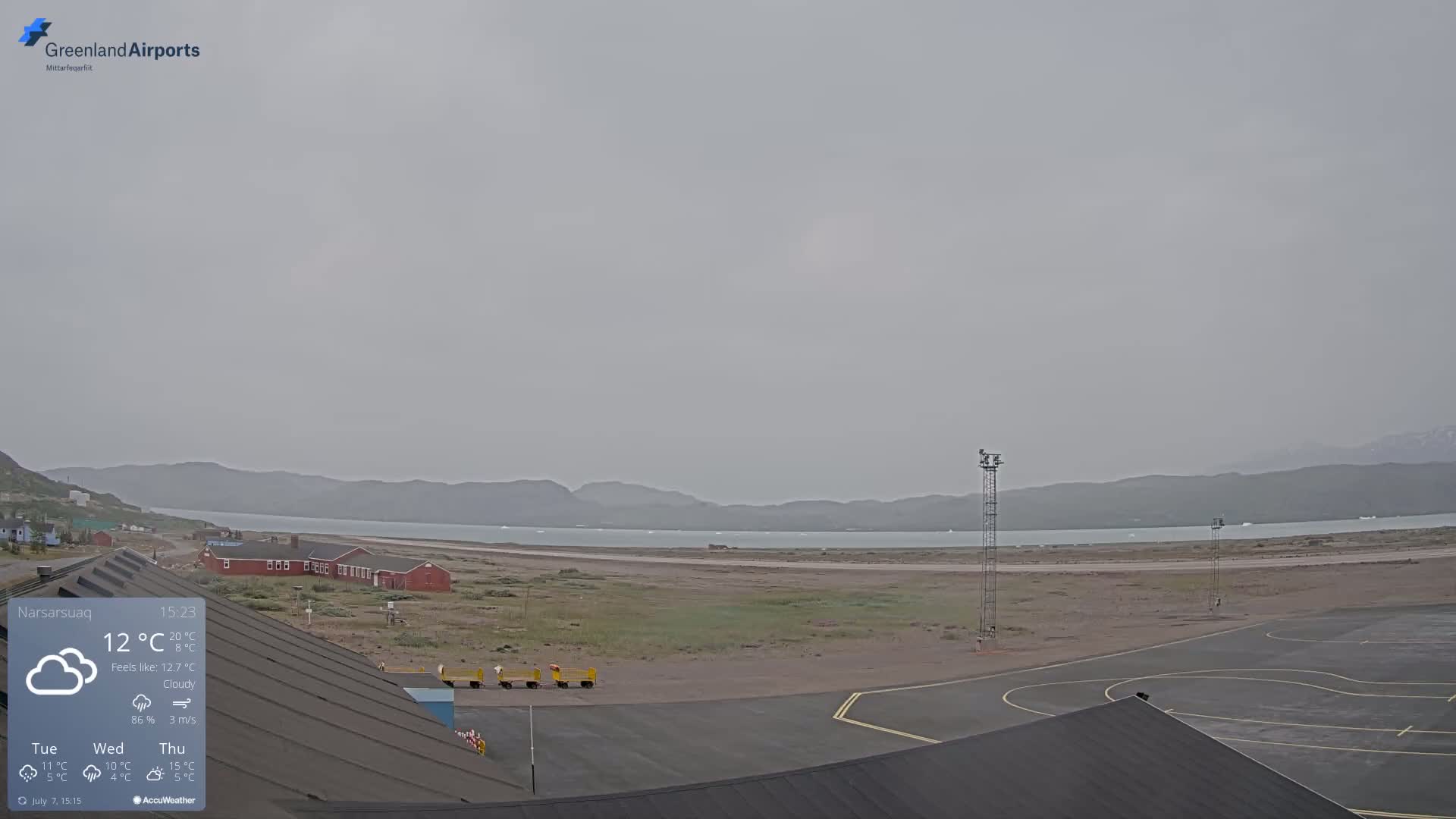 Narsarsuaq Village & Narsarsuaq International Airport West Towards Live Cam UAK / BGBW - Narsarsuaq, Kujalleq, Greenland, Denmark