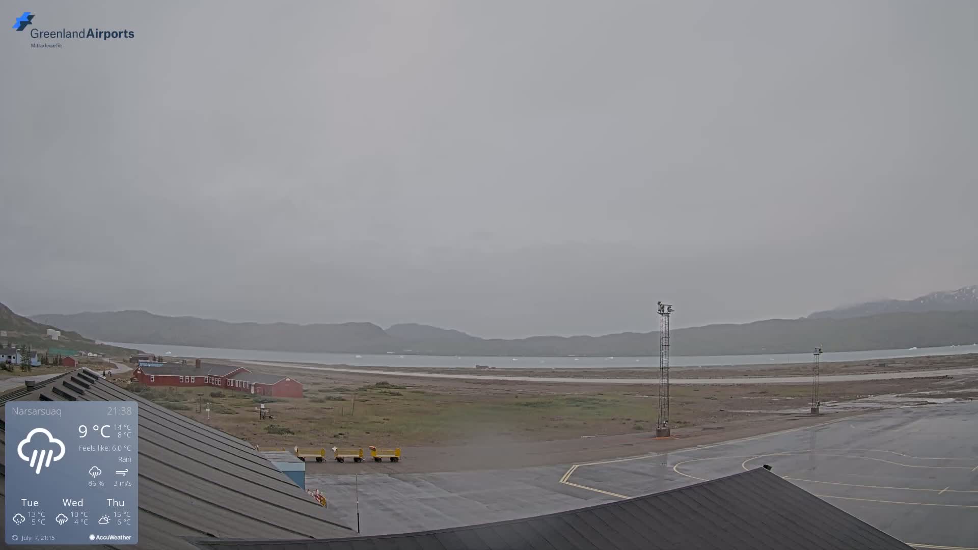 Narsarsuaq Village & Narsarsuaq International Airport West Towards Live Cam UAK / BGBW - Narsarsuaq, Kujalleq, Greenland, Denmark