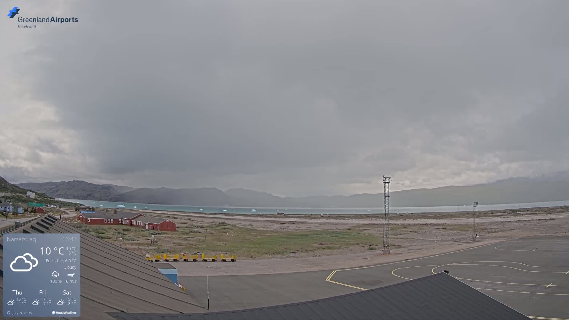 Narsarsuaq Village & Narsarsuaq International Airport West Towards Live Cam UAK / BGBW - Narsarsuaq, Kujalleq, Greenland, Denmark
