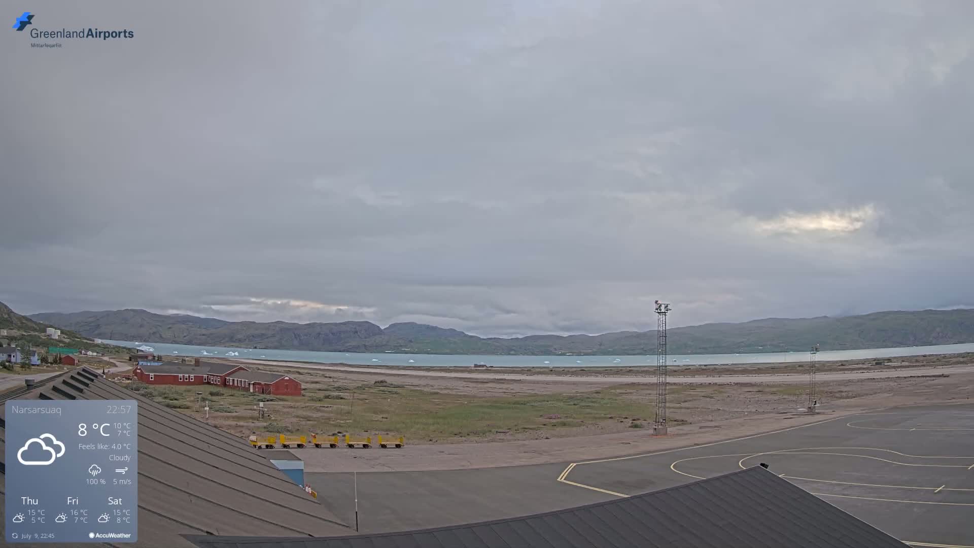 Narsarsuaq Village & Narsarsuaq International Airport West Towards Live Cam UAK / BGBW - Narsarsuaq, Kujalleq, Greenland, Denmark