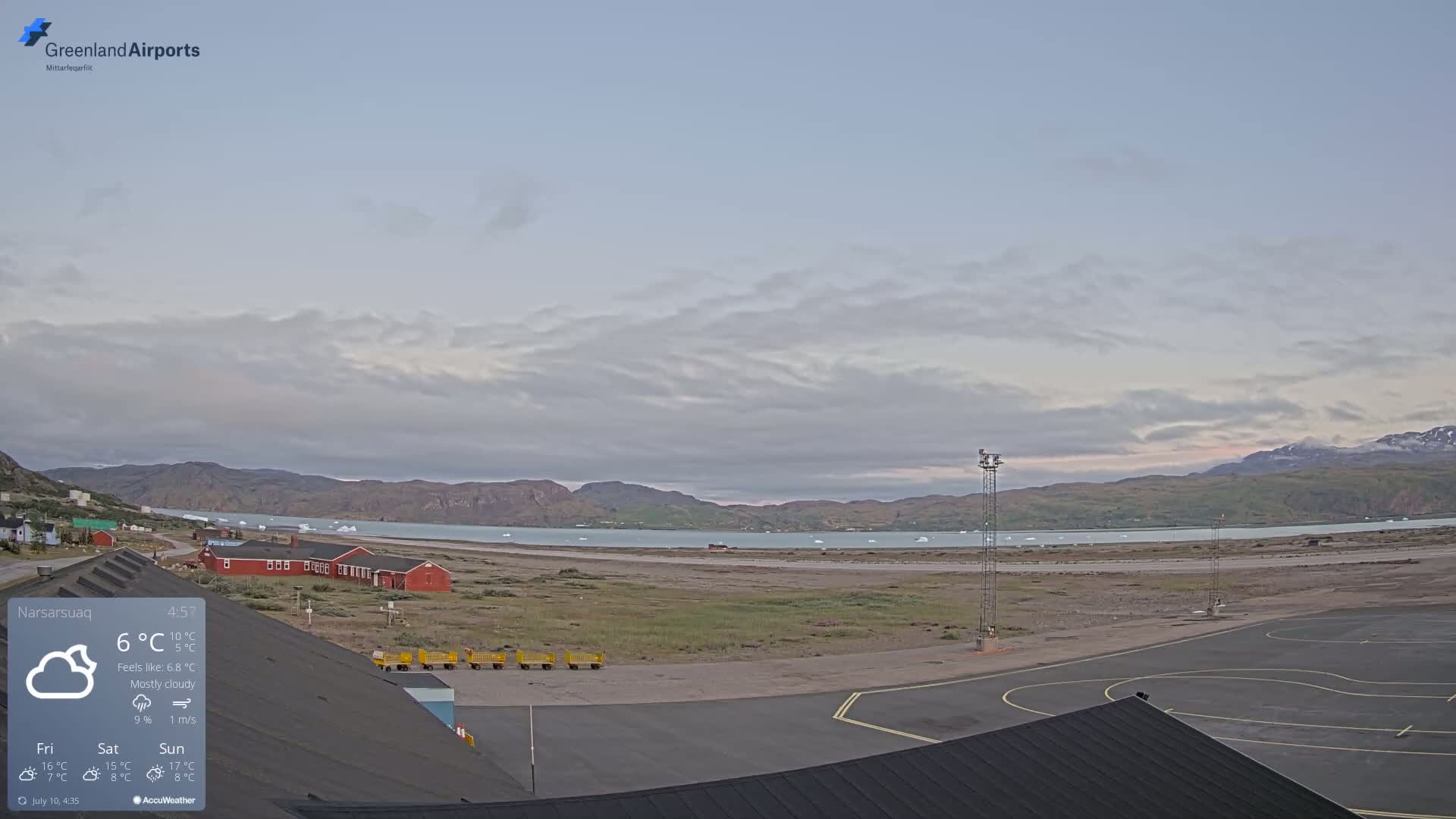 Narsarsuaq Village & Narsarsuaq International Airport West Towards Live Cam UAK / BGBW - Narsarsuaq, Kujalleq, Greenland, Denmark