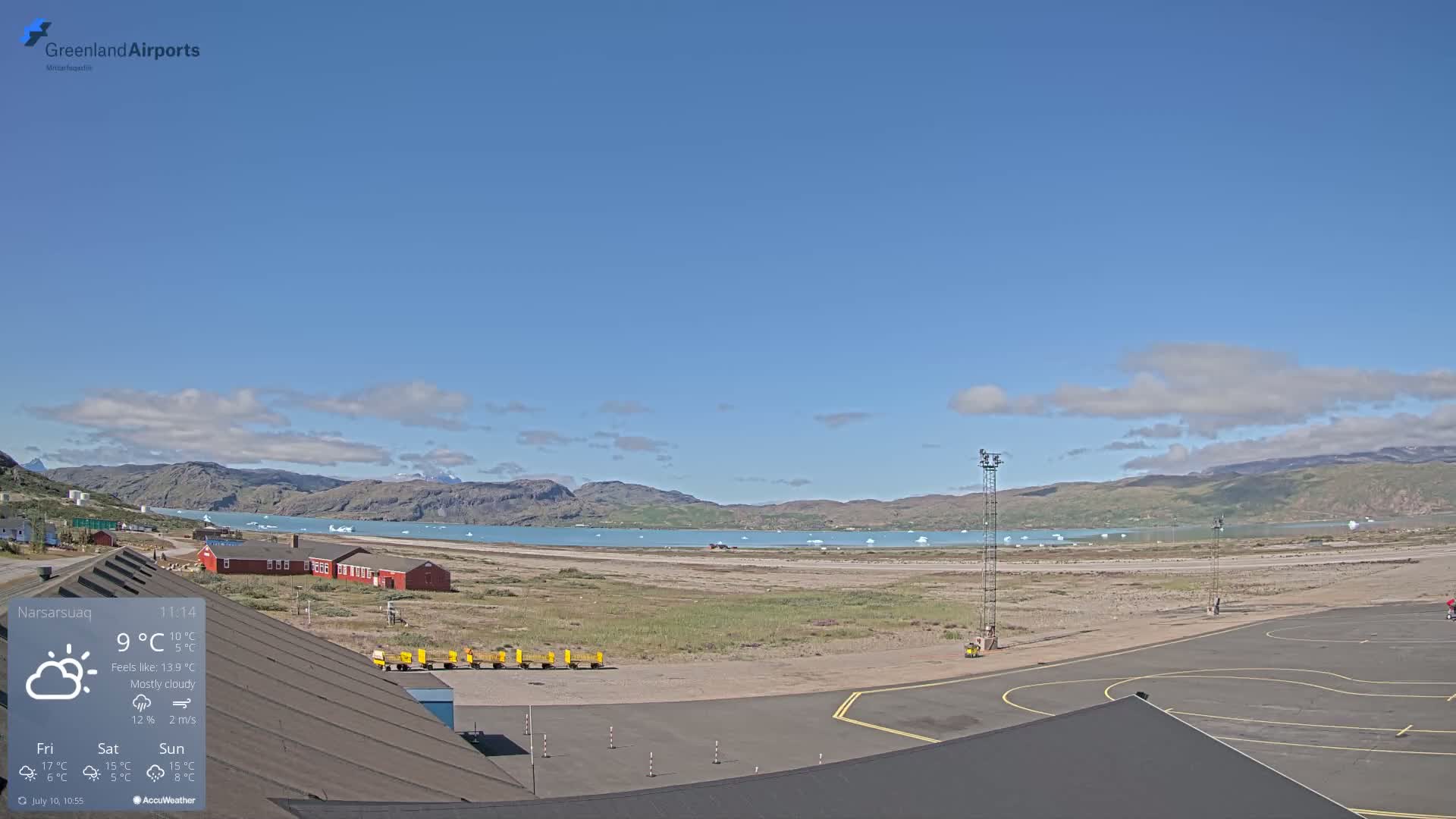 Narsarsuaq Village & Narsarsuaq International Airport West Towards Live Cam UAK / BGBW - Narsarsuaq, Kujalleq, Greenland, Denmark
