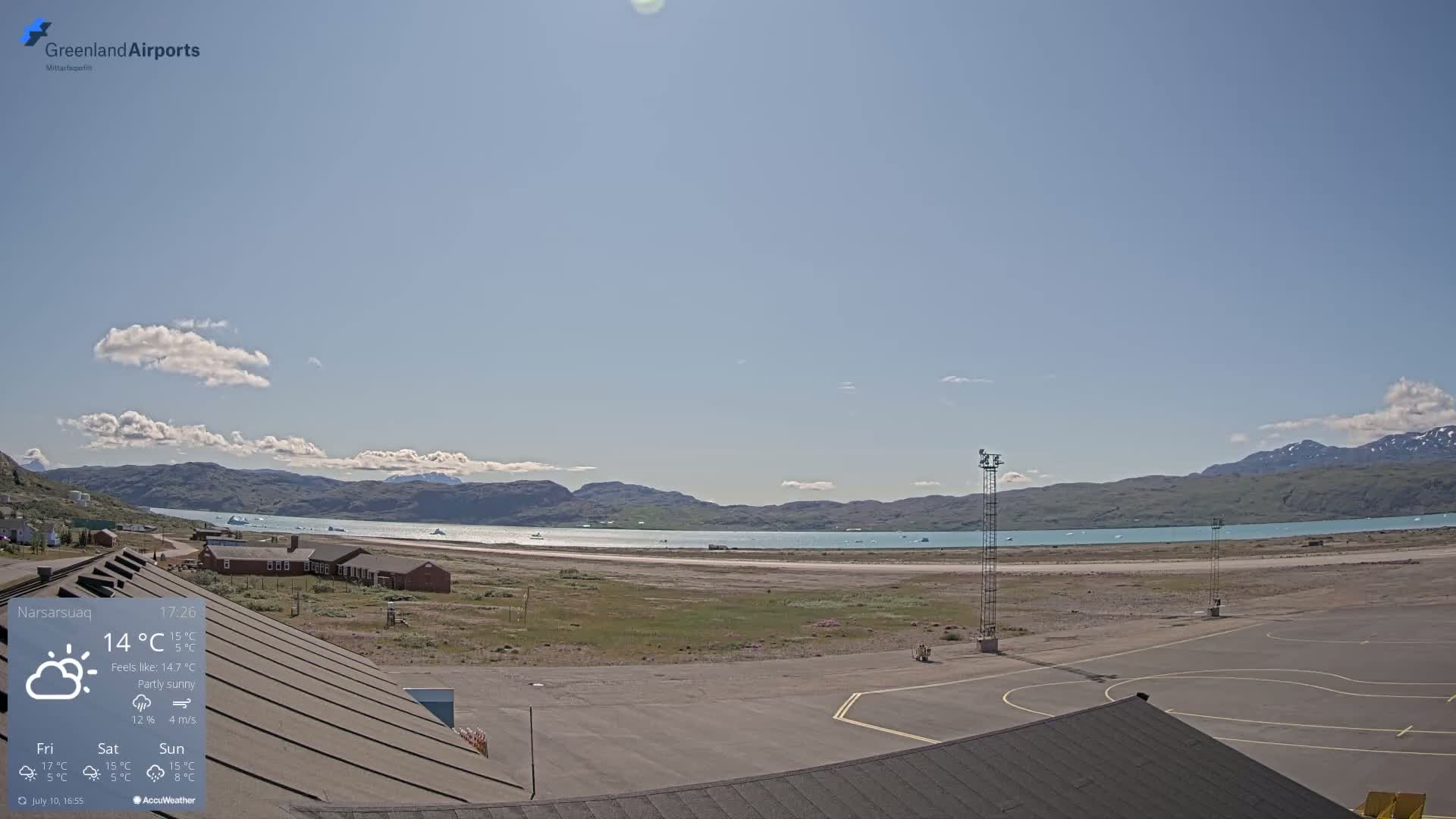 Narsarsuaq Village & Narsarsuaq International Airport West Towards Live Cam UAK / BGBW - Narsarsuaq, Kujalleq, Greenland, Denmark