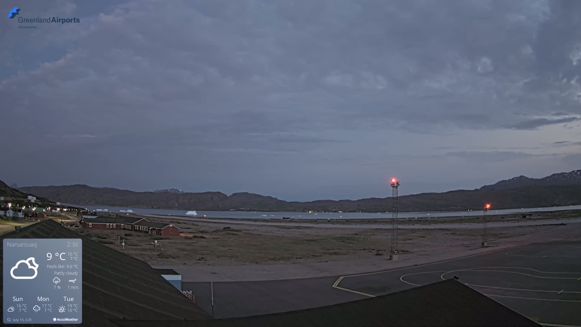 Narsarsuaq Village & Narsarsuaq International Airport West Towards Live Cam UAK / BGBW - Narsarsuaq, Kujalleq, Greenland, Denmark