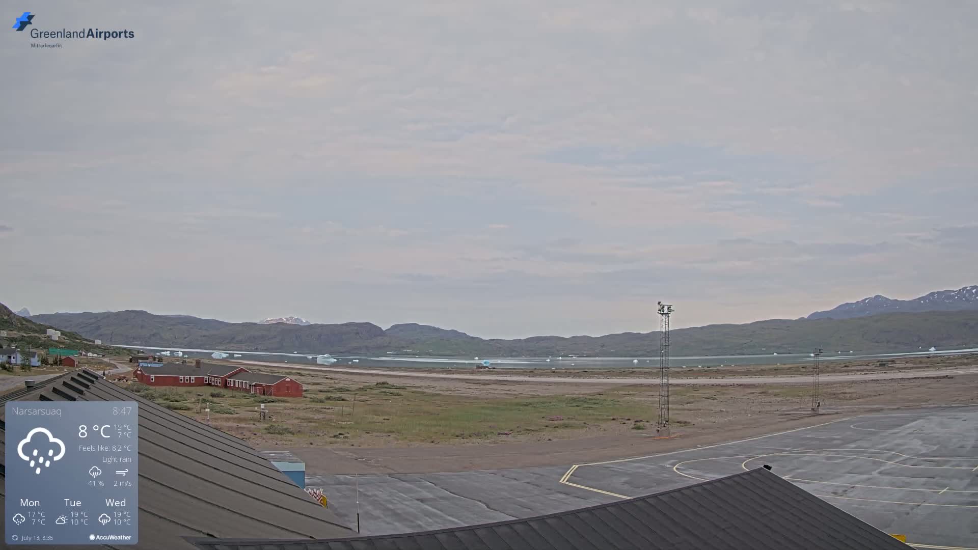 Narsarsuaq Village & Narsarsuaq International Airport West Towards Live Cam UAK / BGBW - Narsarsuaq, Kujalleq, Greenland, Denmark