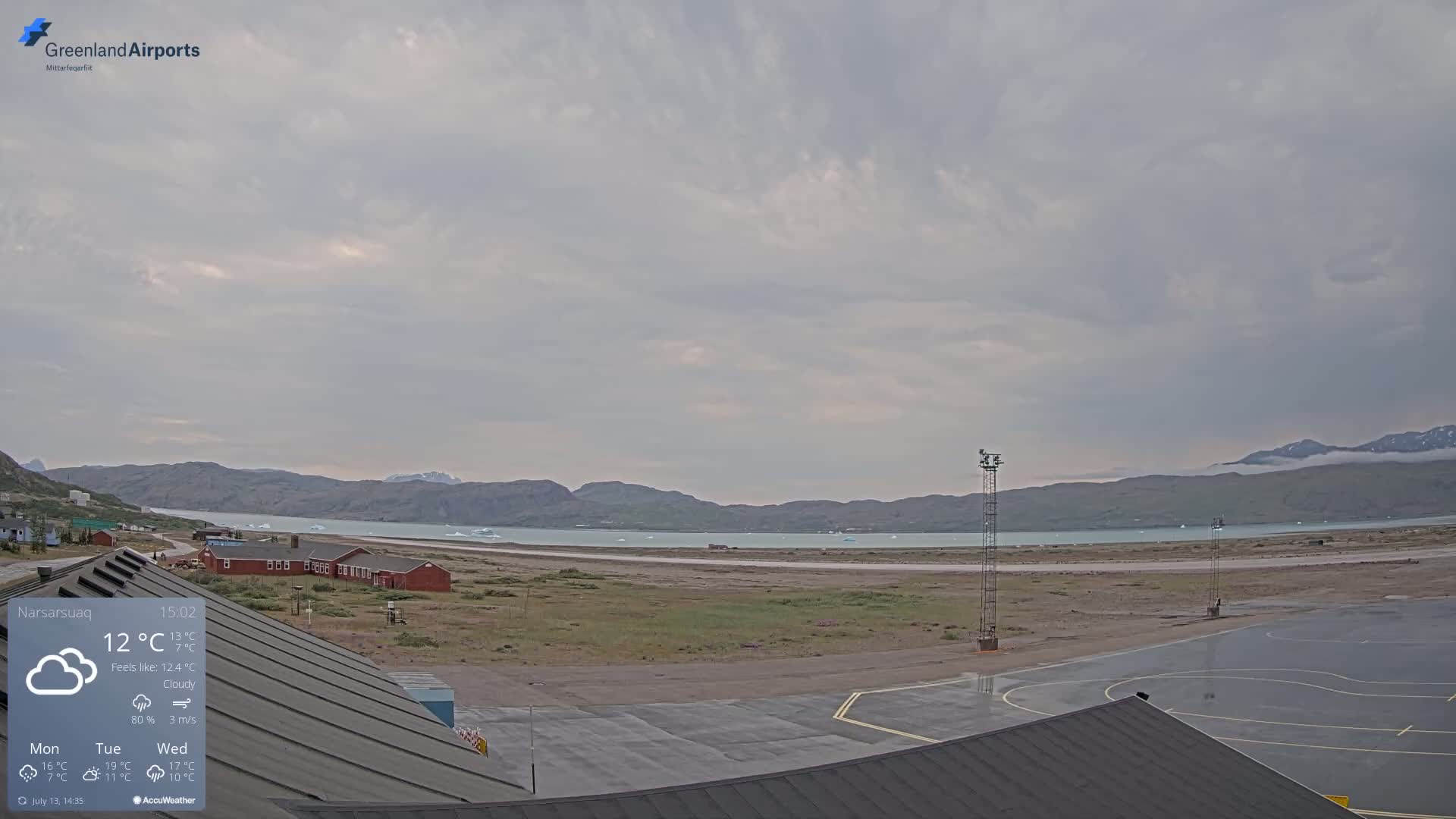 Narsarsuaq Village & Narsarsuaq International Airport West Towards Live Cam UAK / BGBW - Narsarsuaq, Kujalleq, Greenland, Denmark