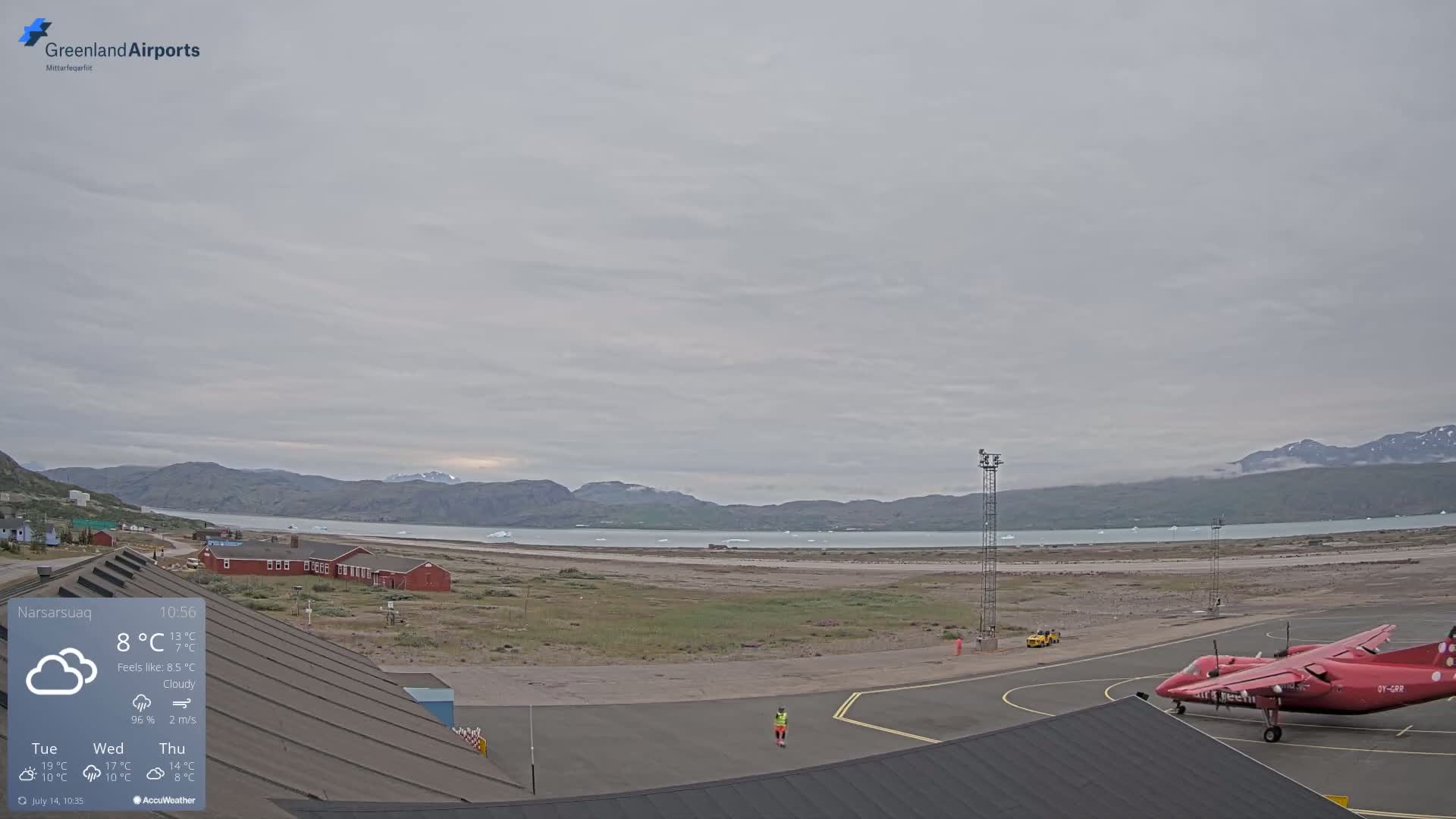 Narsarsuaq Village & Narsarsuaq International Airport West Towards Live Cam UAK / BGBW - Narsarsuaq, Kujalleq, Greenland, Denmark
