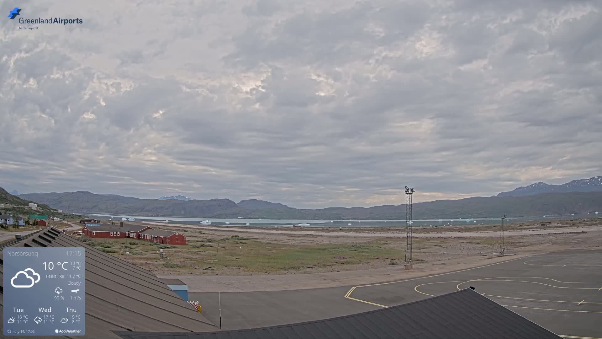 Narsarsuaq Village & Narsarsuaq International Airport West Towards Live Cam UAK / BGBW - Narsarsuaq, Kujalleq, Greenland, Denmark