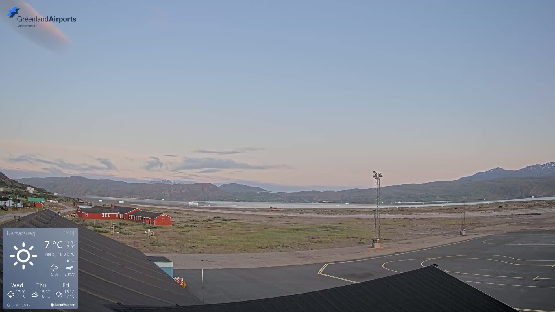 Narsarsuaq Village & Narsarsuaq International Airport West Towards Live Cam UAK / BGBW - Narsarsuaq, Kujalleq, Greenland, Denmark