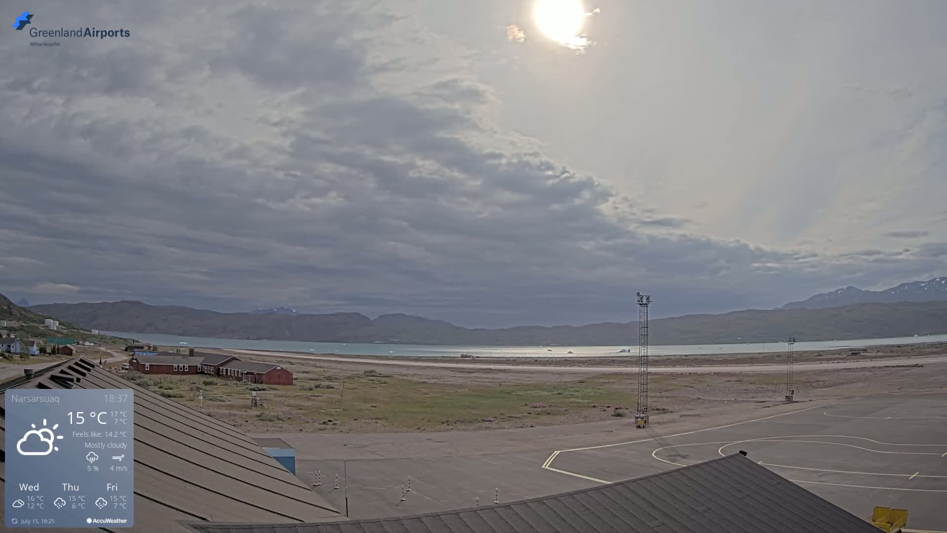 Narsarsuaq Village & Narsarsuaq International Airport West Towards Live Cam UAK / BGBW - Narsarsuaq, Kujalleq, Greenland, Denmark