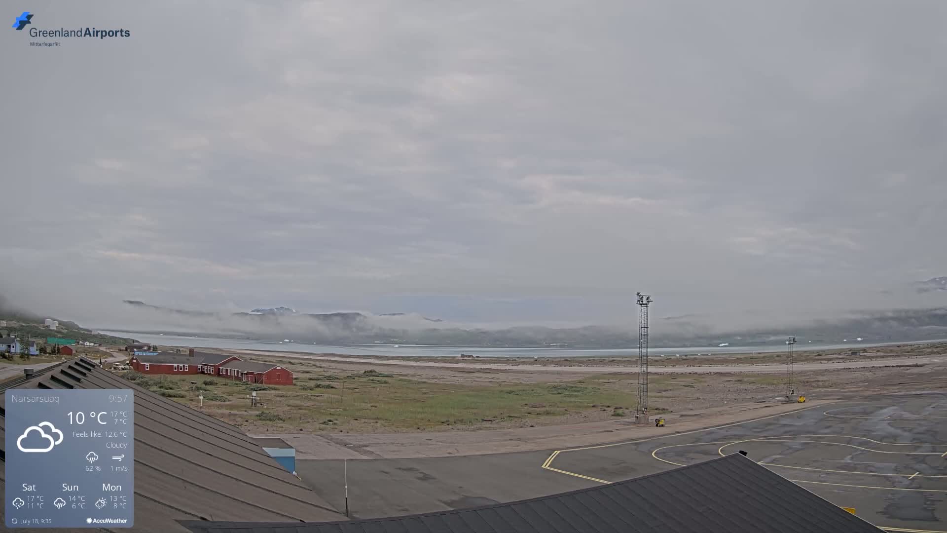 Narsarsuaq Village & Narsarsuaq International Airport West Towards Live Cam UAK / BGBW - Narsarsuaq, Kujalleq, Greenland, Denmark