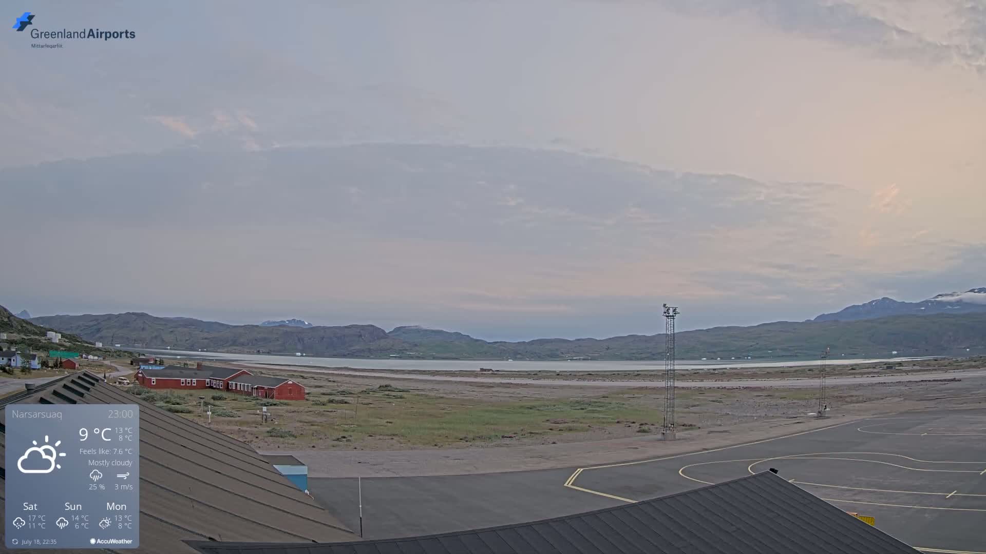 Narsarsuaq Village & Narsarsuaq International Airport West Towards Live Cam UAK / BGBW - Narsarsuaq, Kujalleq, Greenland, Denmark