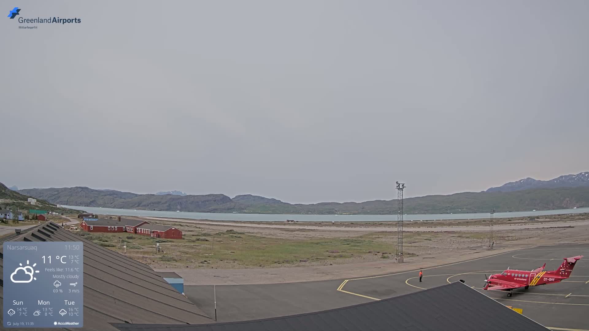 Narsarsuaq Village & Narsarsuaq International Airport West Towards Live Cam UAK / BGBW - Narsarsuaq, Kujalleq, Greenland, Denmark
