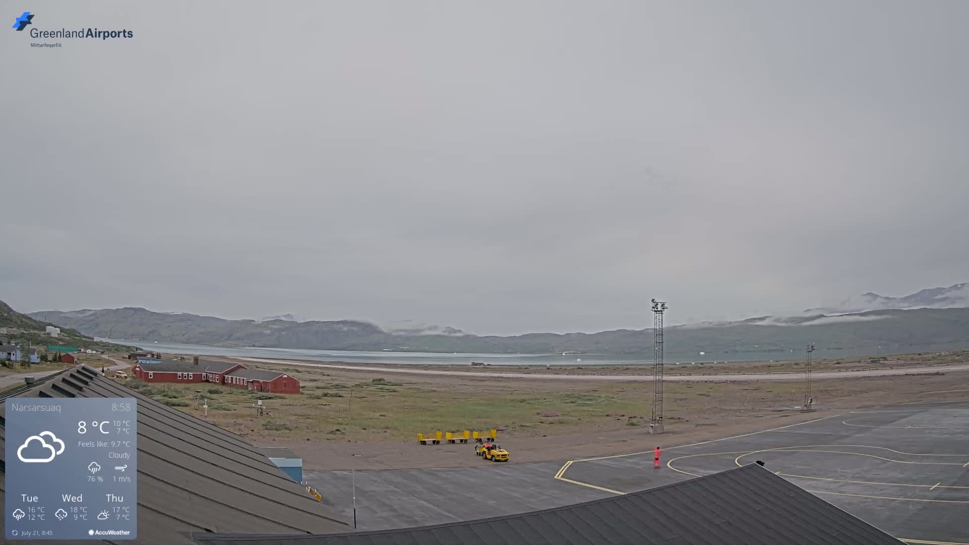 Narsarsuaq Village & Narsarsuaq International Airport West Towards Live Cam UAK / BGBW - Narsarsuaq, Kujalleq, Greenland, Denmark
