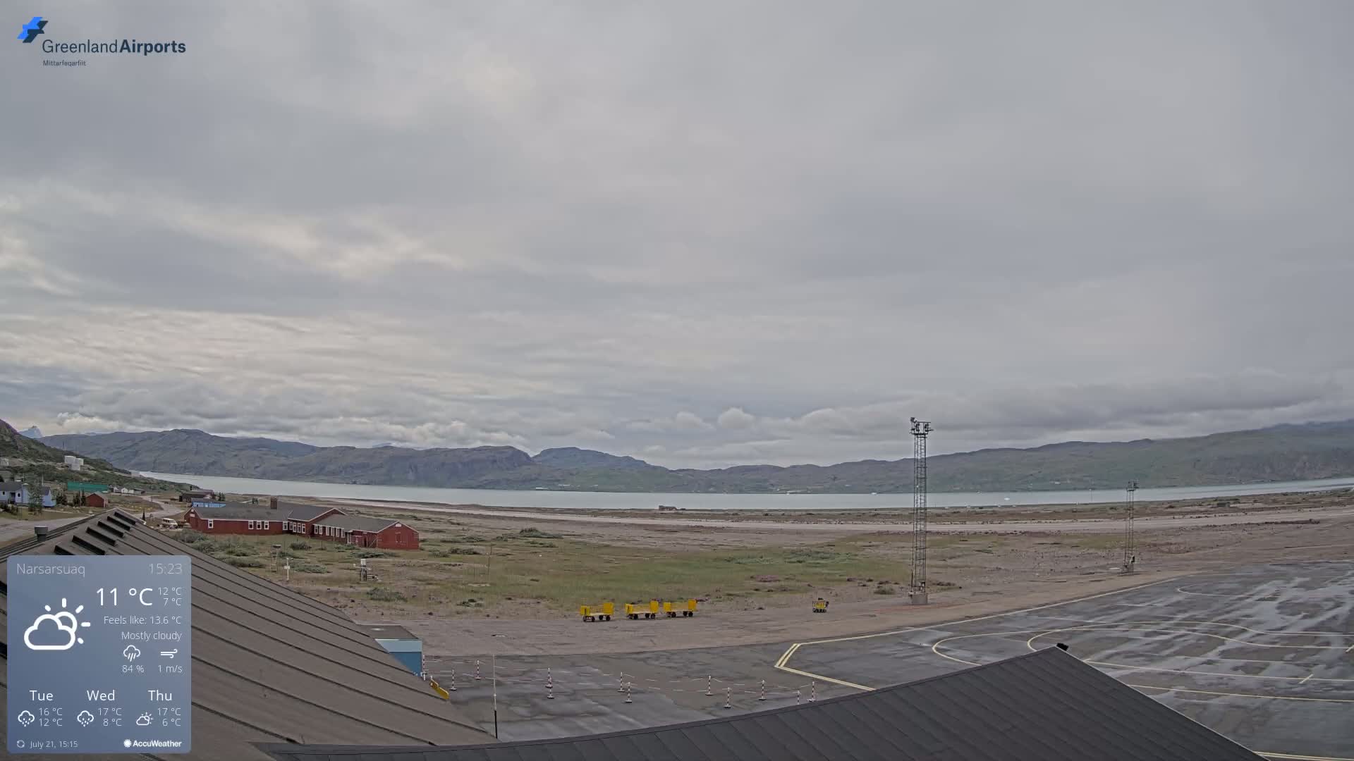 Narsarsuaq Village & Narsarsuaq International Airport West Towards Live Cam UAK / BGBW - Narsarsuaq, Kujalleq, Greenland, Denmark