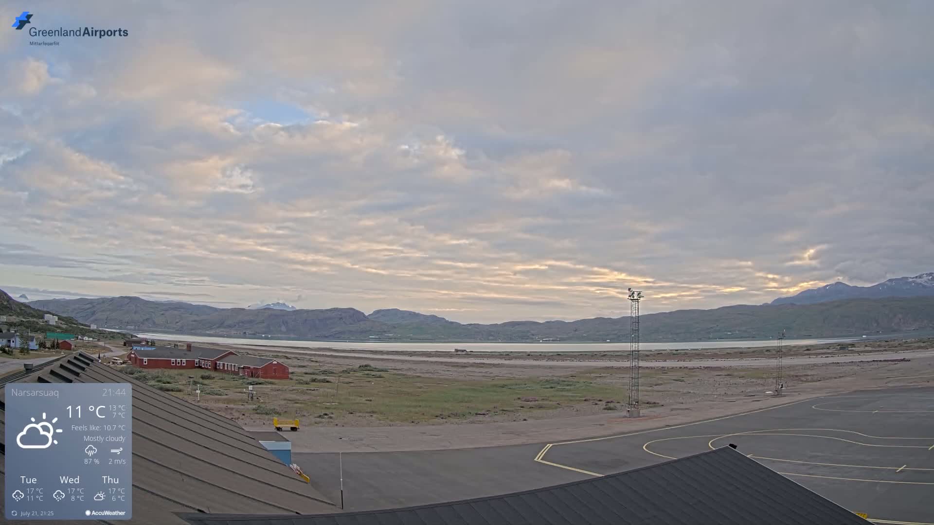Narsarsuaq Village & Narsarsuaq International Airport West Towards Live Cam UAK / BGBW - Narsarsuaq, Kujalleq, Greenland, Denmark