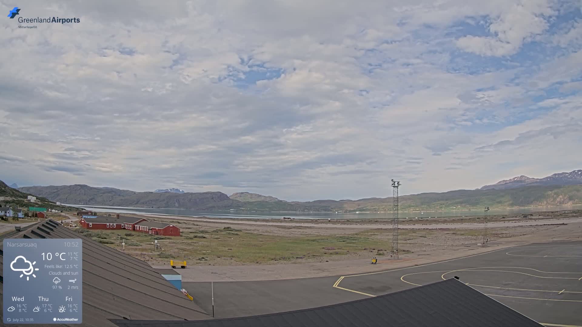 Narsarsuaq Village & Narsarsuaq International Airport West Towards Live Cam UAK / BGBW - Narsarsuaq, Kujalleq, Greenland, Denmark