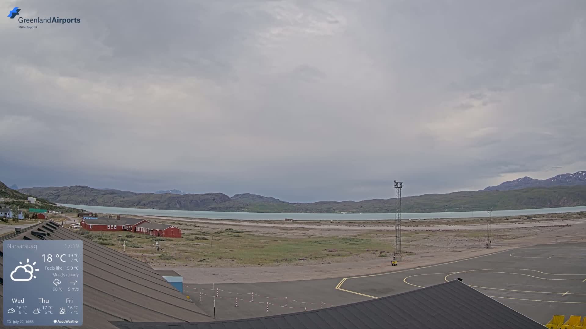 Narsarsuaq Village & Narsarsuaq International Airport West Towards Live Cam UAK / BGBW - Narsarsuaq, Kujalleq, Greenland, Denmark