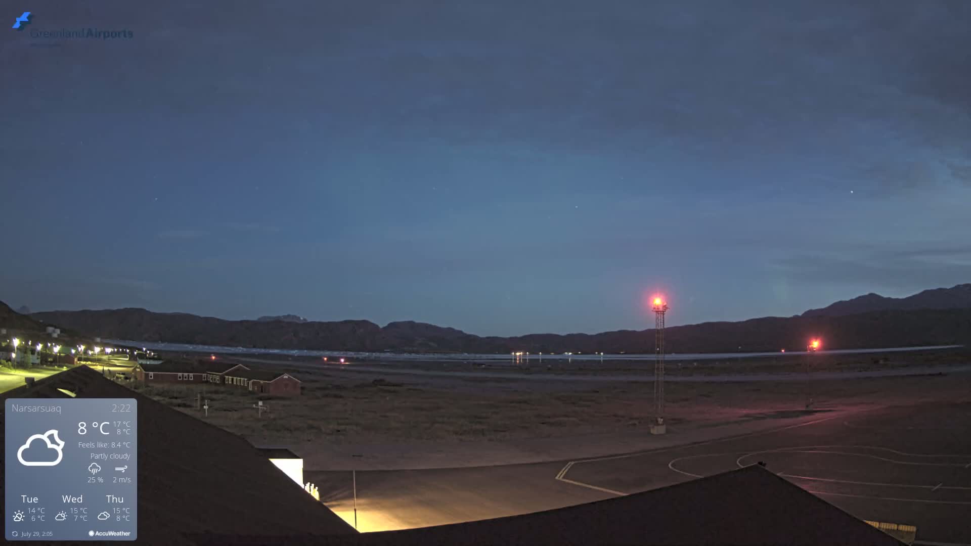 Narsarsuaq Village & Narsarsuaq International Airport West Towards Live Cam UAK / BGBW - Narsarsuaq, Kujalleq, Greenland, Denmark