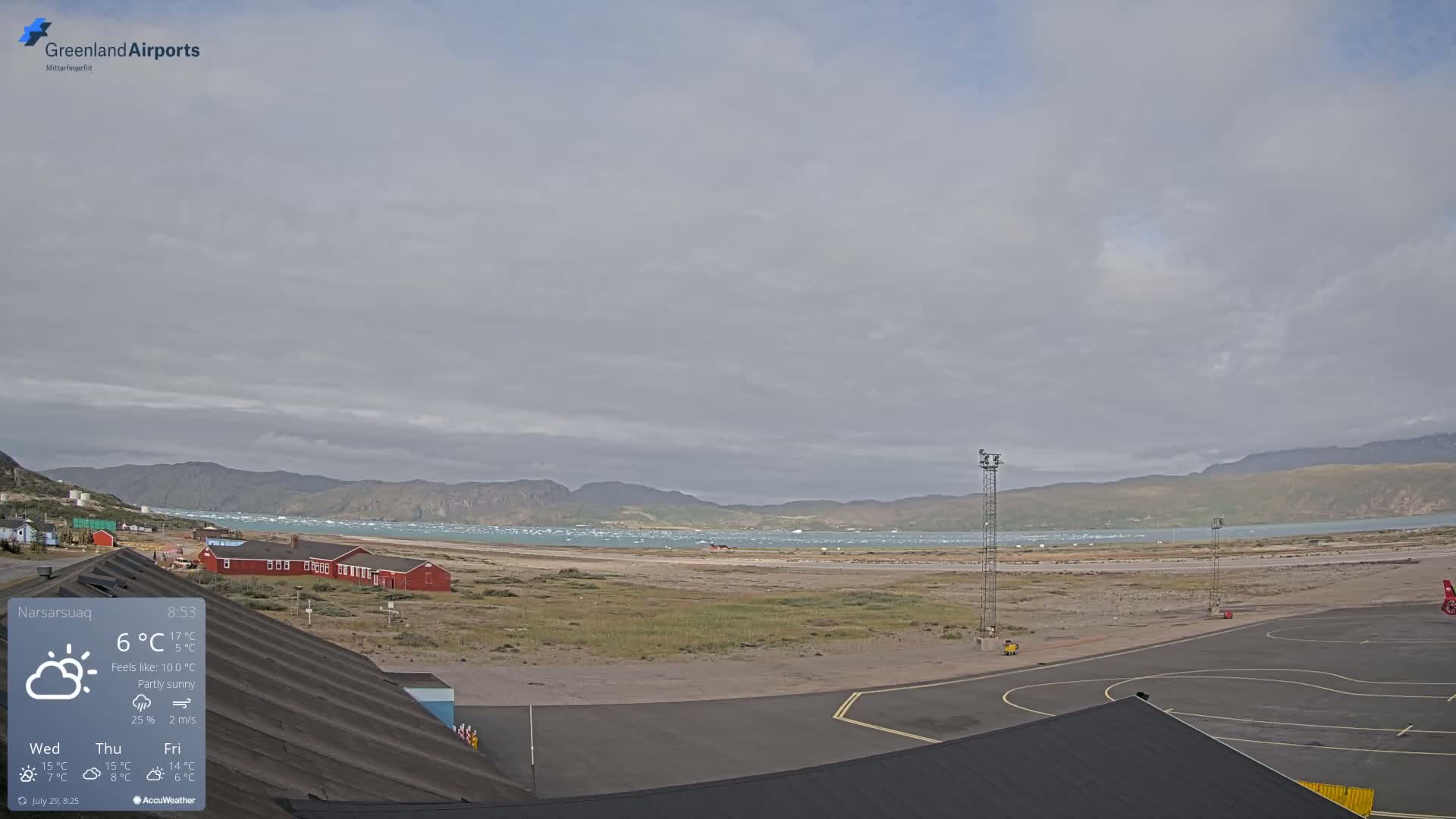 Narsarsuaq Village & Narsarsuaq International Airport West Towards Live Cam UAK / BGBW - Narsarsuaq, Kujalleq, Greenland, Denmark