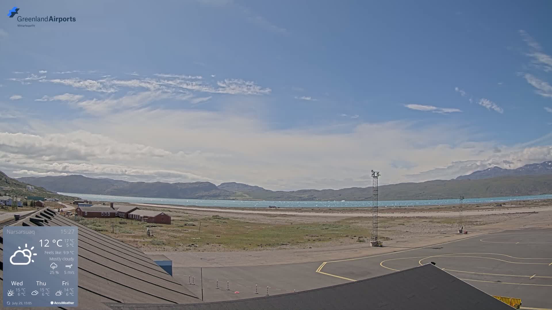 Narsarsuaq Village & Narsarsuaq International Airport West Towards Live Cam UAK / BGBW - Narsarsuaq, Kujalleq, Greenland, Denmark