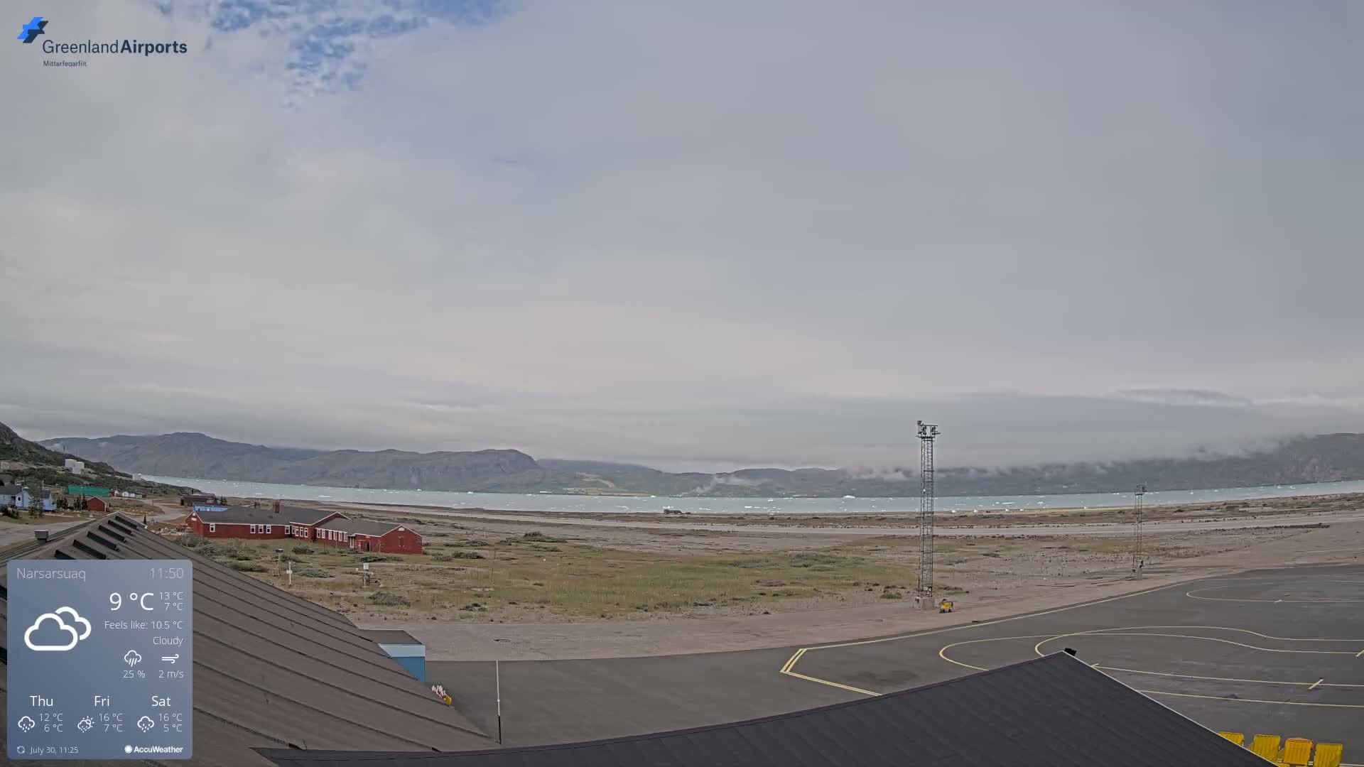Narsarsuaq Village & Narsarsuaq International Airport West Towards Live Cam UAK / BGBW - Narsarsuaq, Kujalleq, Greenland, Denmark