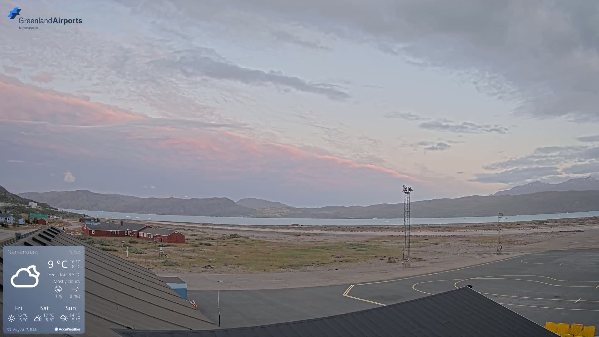 Narsarsuaq Village & Narsarsuaq International Airport West Towards Live Cam UAK / BGBW - Narsarsuaq, Kujalleq, Greenland, Denmark