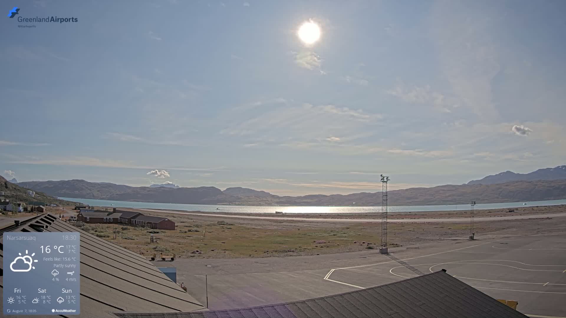 Narsarsuaq Village & Narsarsuaq International Airport West Towards Live Cam UAK / BGBW - Narsarsuaq, Kujalleq, Greenland, Denmark