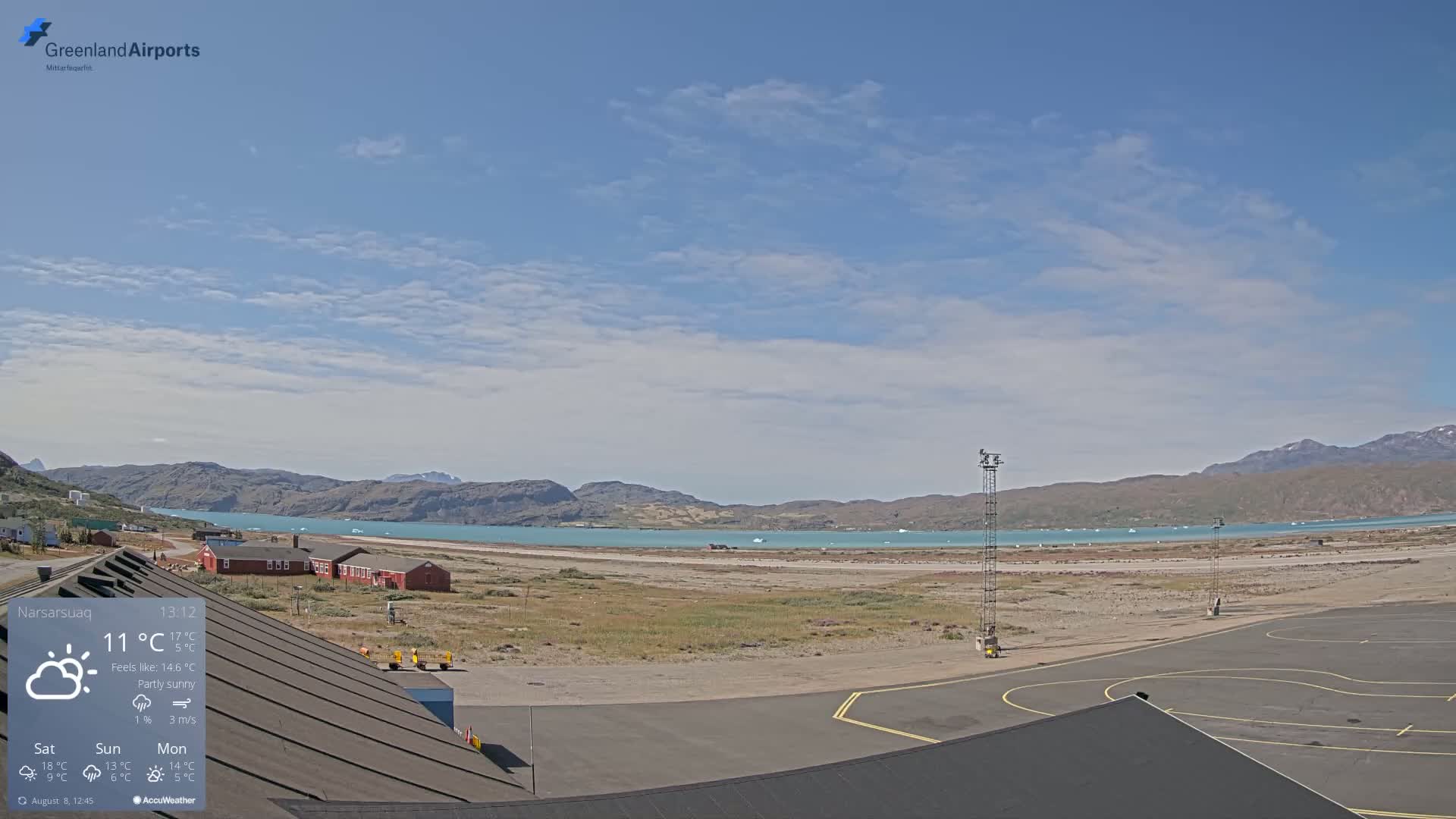 Narsarsuaq Village & Narsarsuaq International Airport West Towards Live Cam UAK / BGBW - Narsarsuaq, Kujalleq, Greenland, Denmark